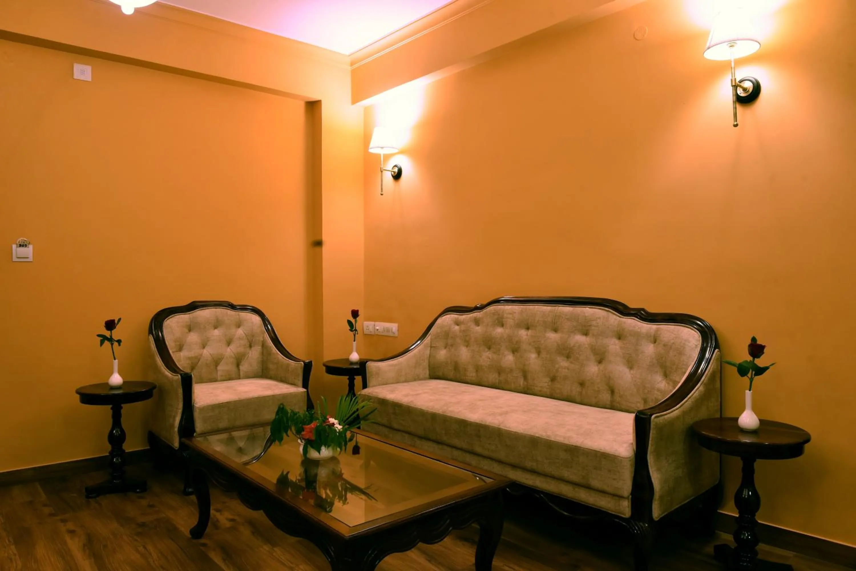 Seating area in Hotel Chandra Raj Mahal