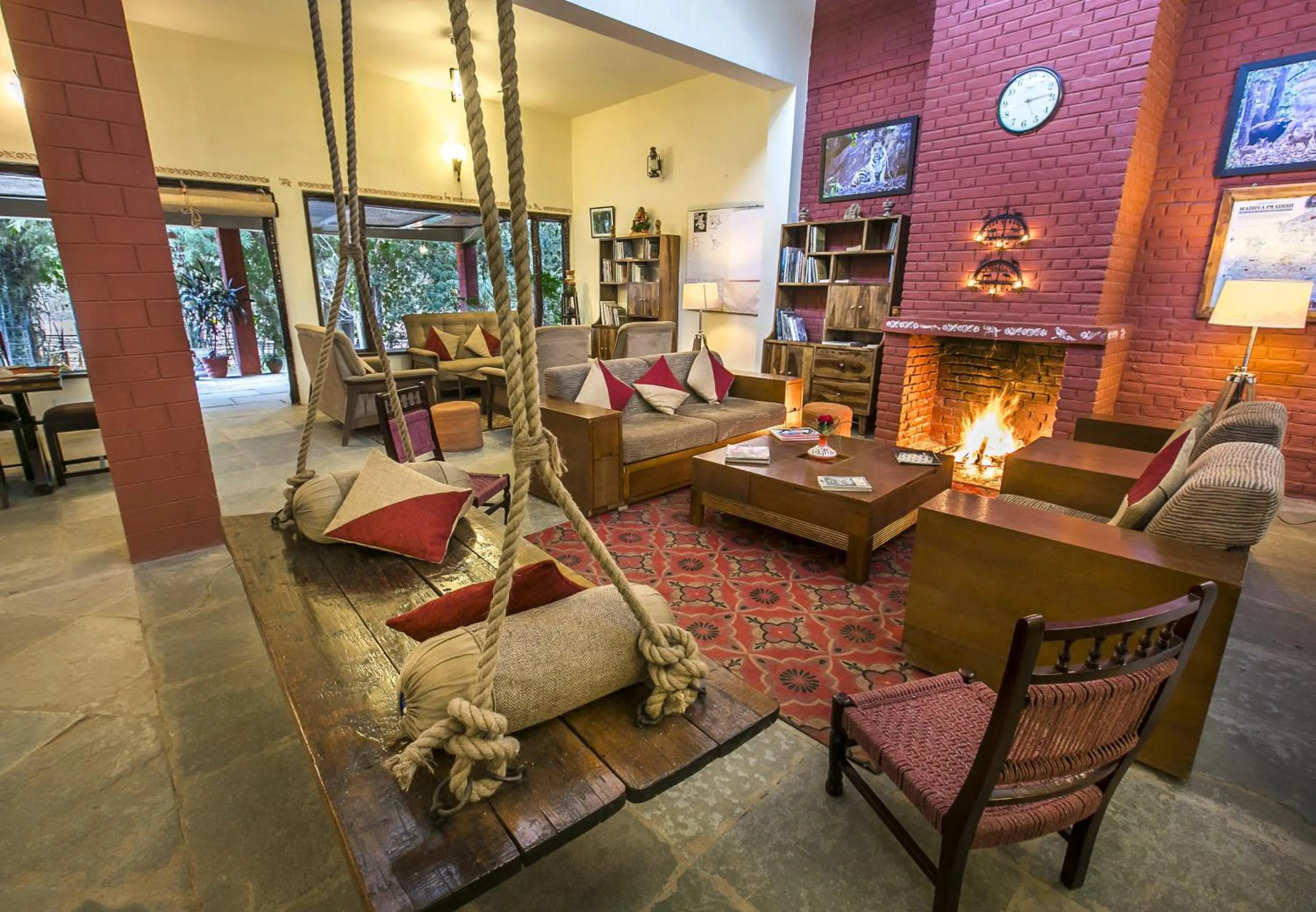 Lobby or reception in Bandhavgarh Jungle Lodge