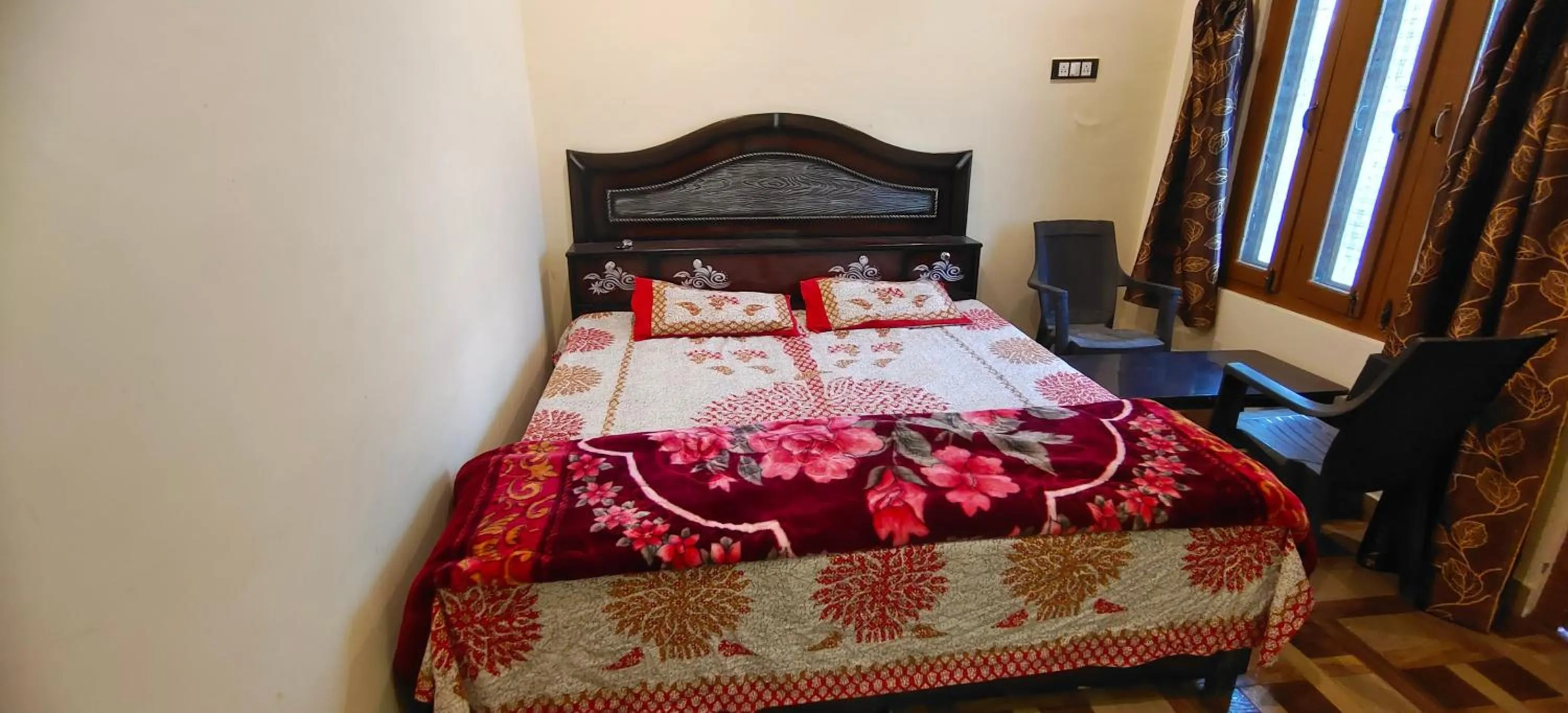 Bedroom, Bed in hotel chakrata green and camping