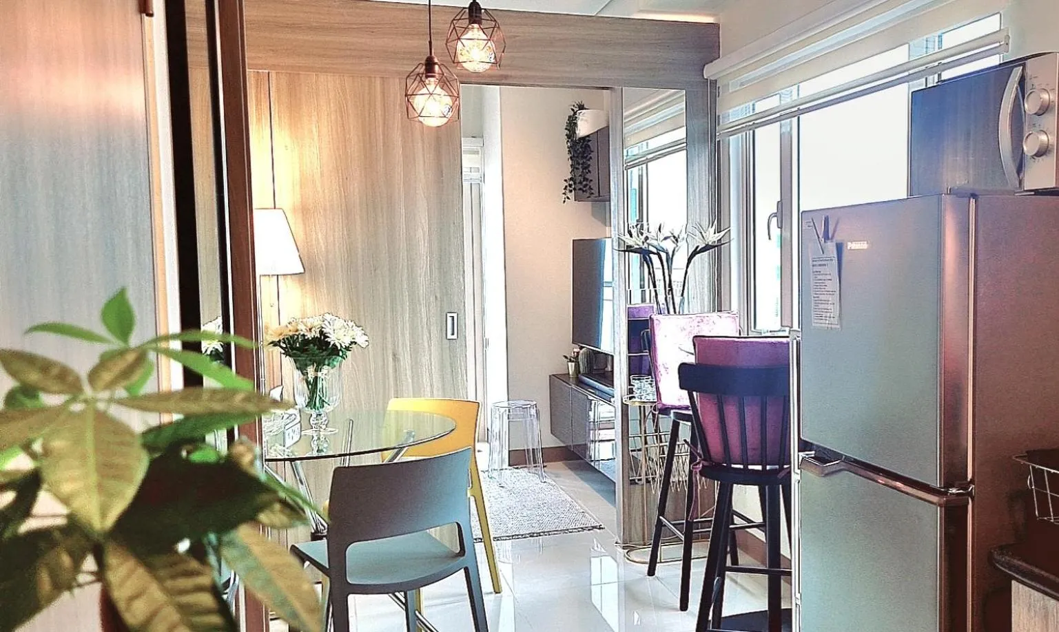 Seating area in Cozy Penthouse 2BR Suite w Balcony - Amazing Manila Bay View and City Skyline near MOA