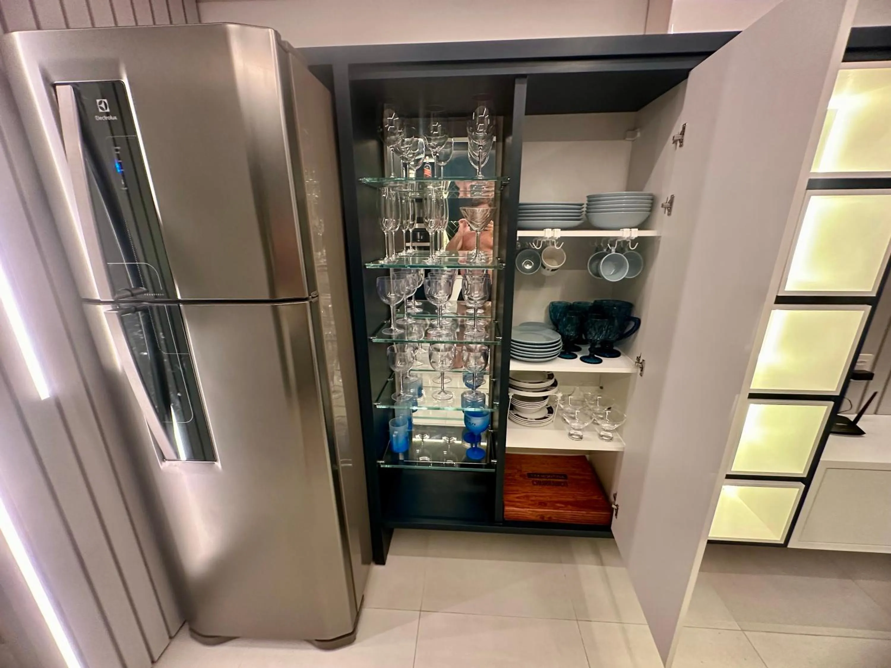 Kitchen or kitchenette in Flat Luxo - Pé na Areia - Maui Beach Residence