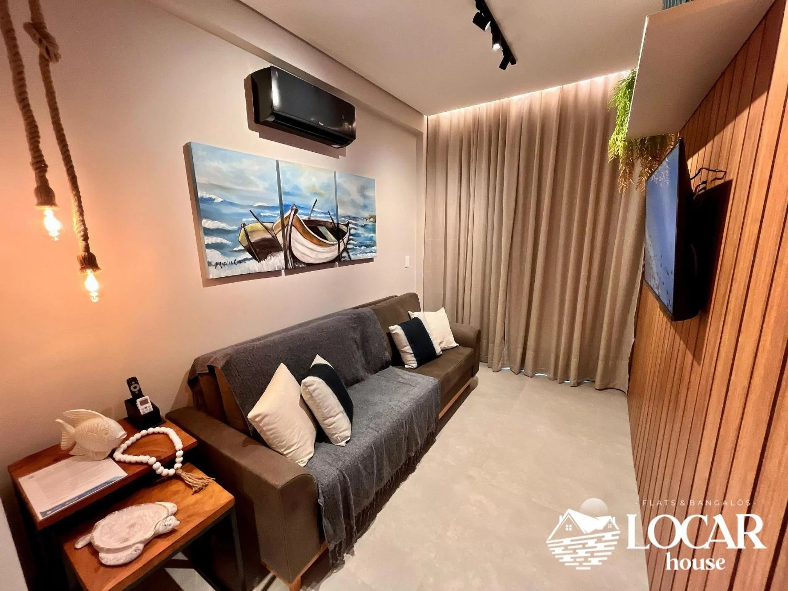 Living room in Flat Luxo com piscina privativa Resort île de Pipa - Locar House