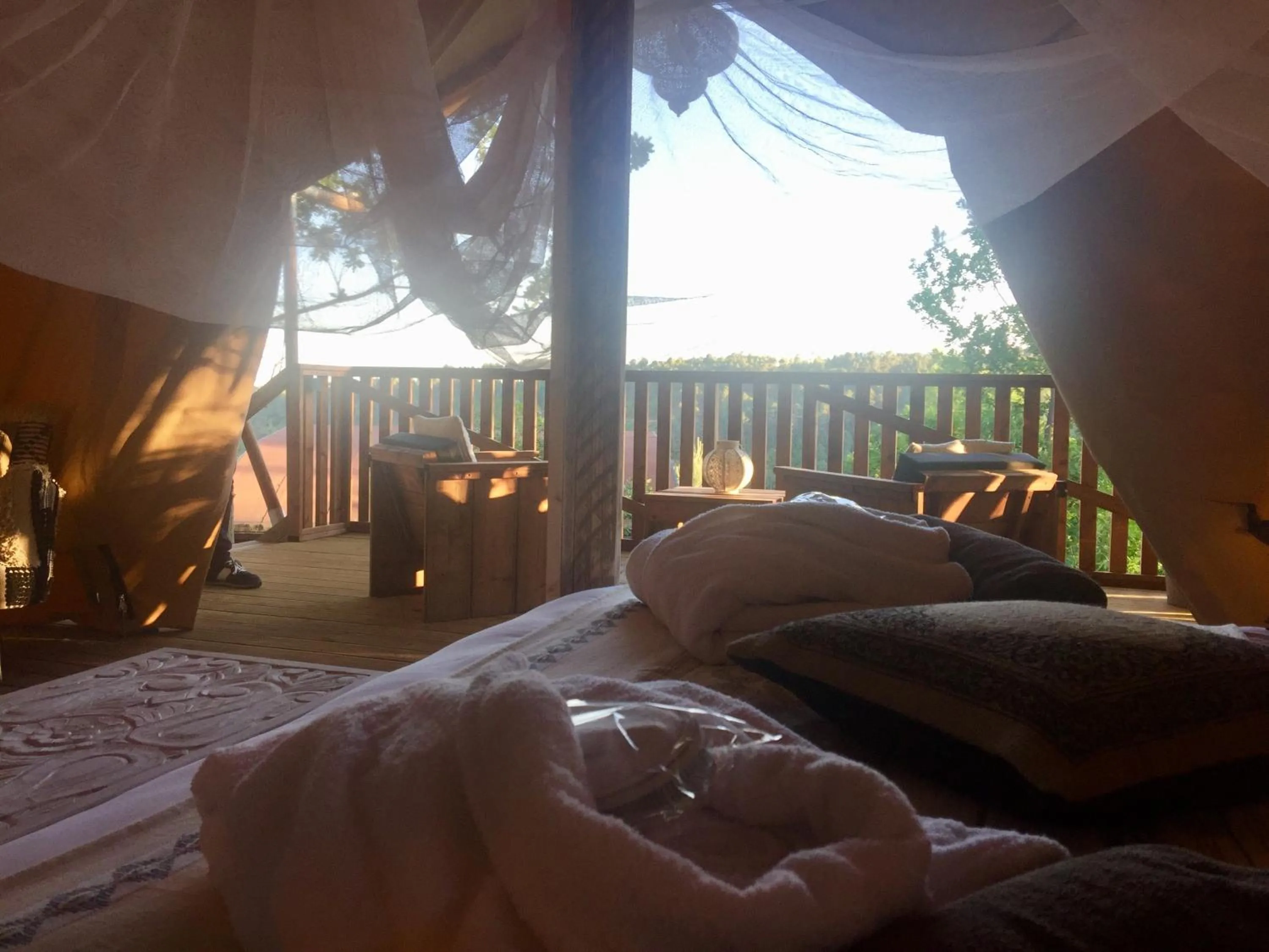 Balcony/Terrace, Bed in Domaine de Chalvêches Hôtel SPA 4*