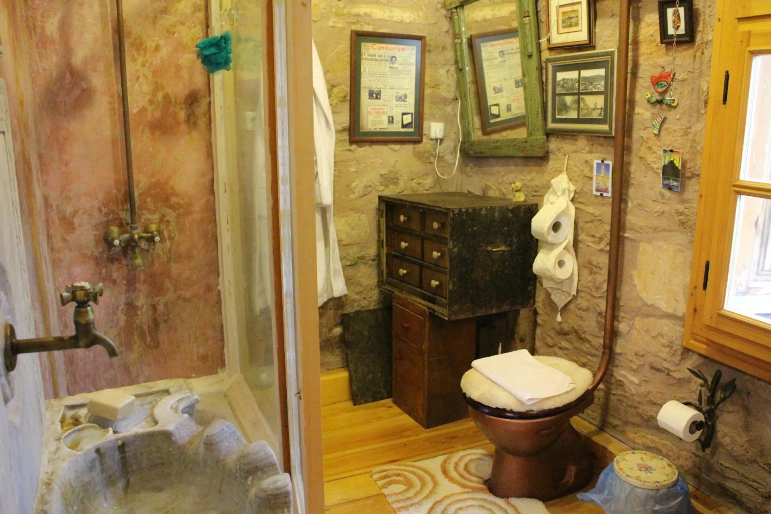 Bathroom in Stone House with Garden in Cunda/Ayvalik