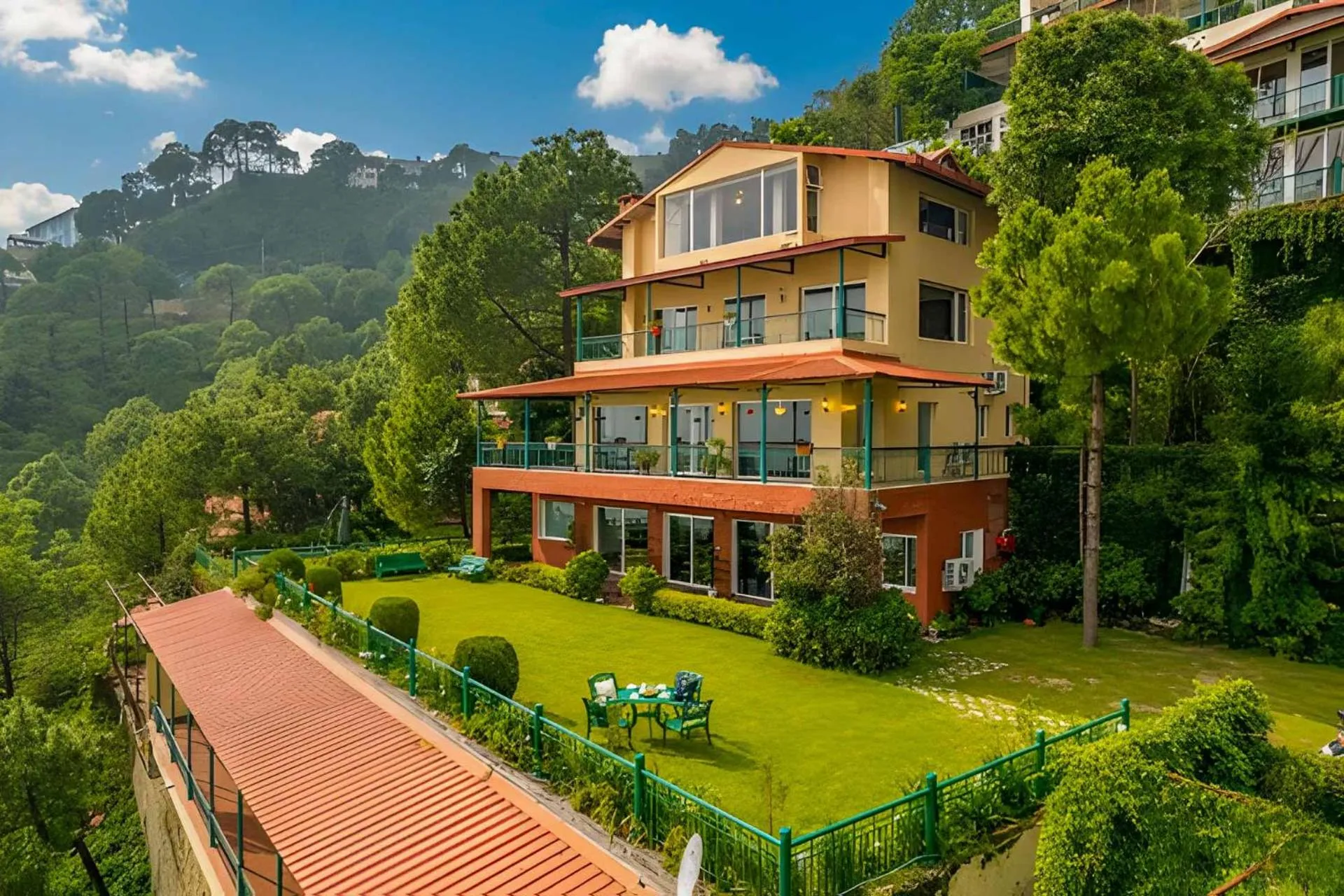 Property building in StayVista at Ludlow House Luxury Villa with Lawn & Fireplace at Mall Road