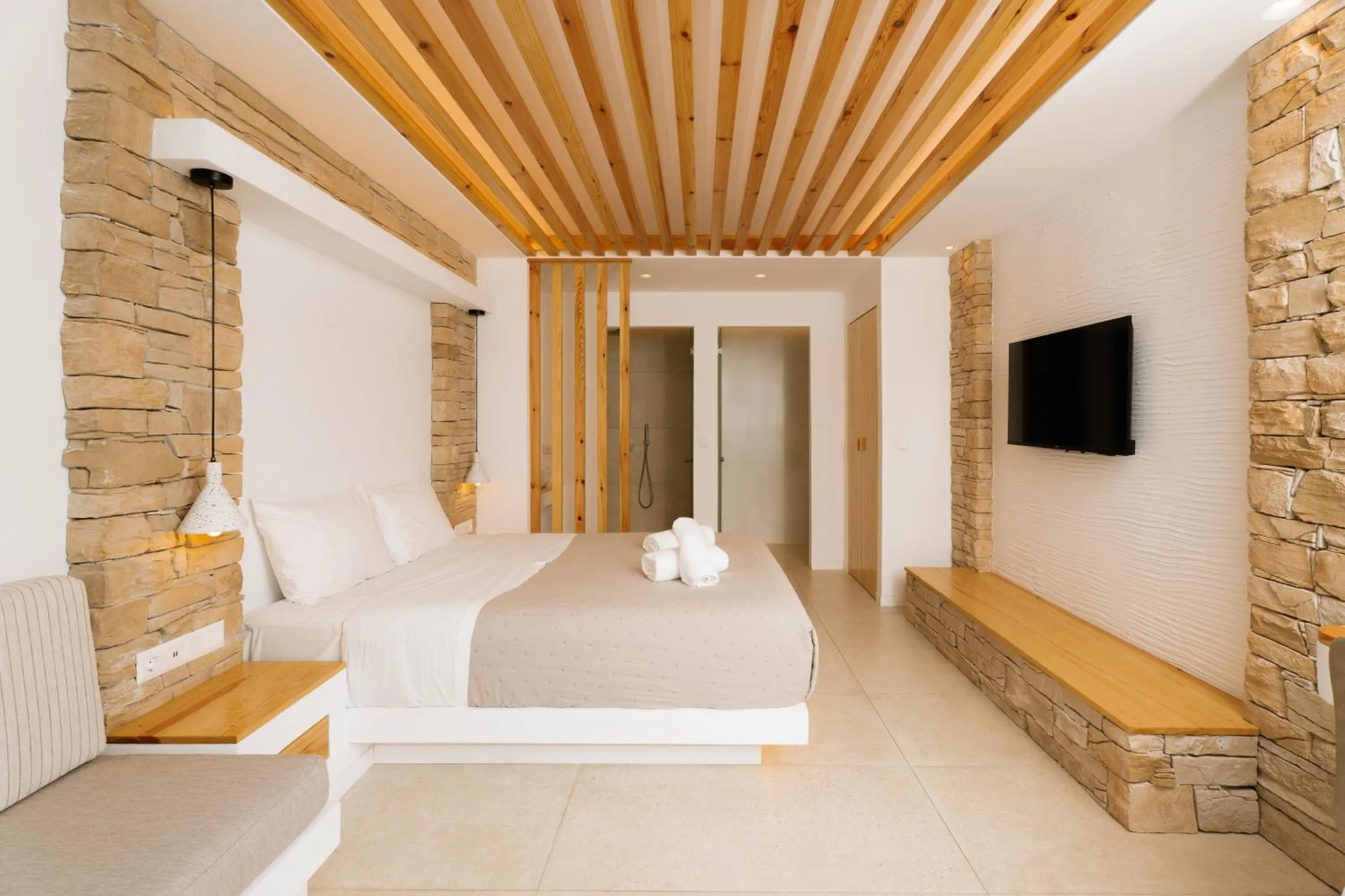 Bed in Kritikakis Village Hotel