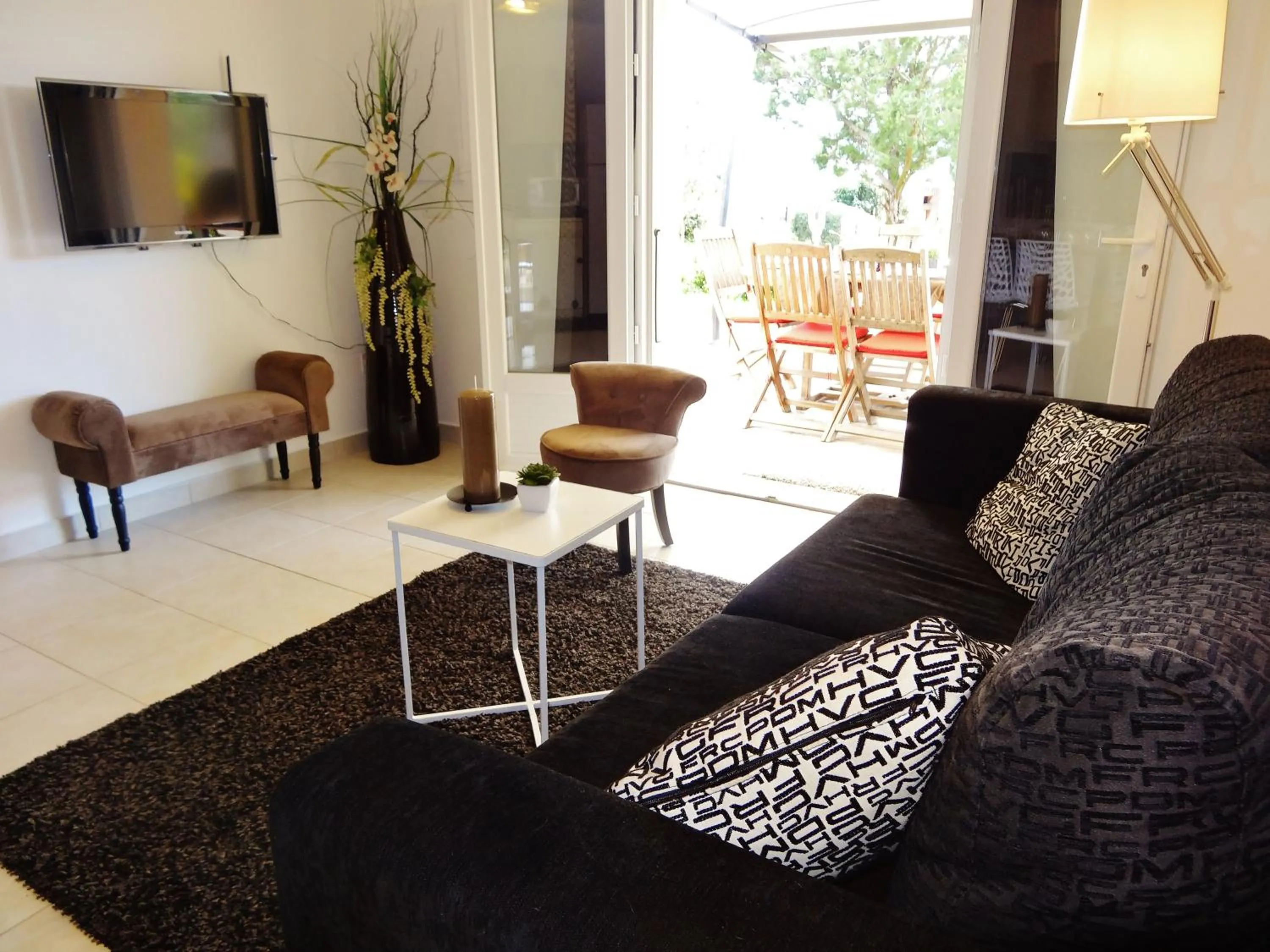 Living room in Residence Bellavista à Santa Giulia, proche de la plage et vue mer