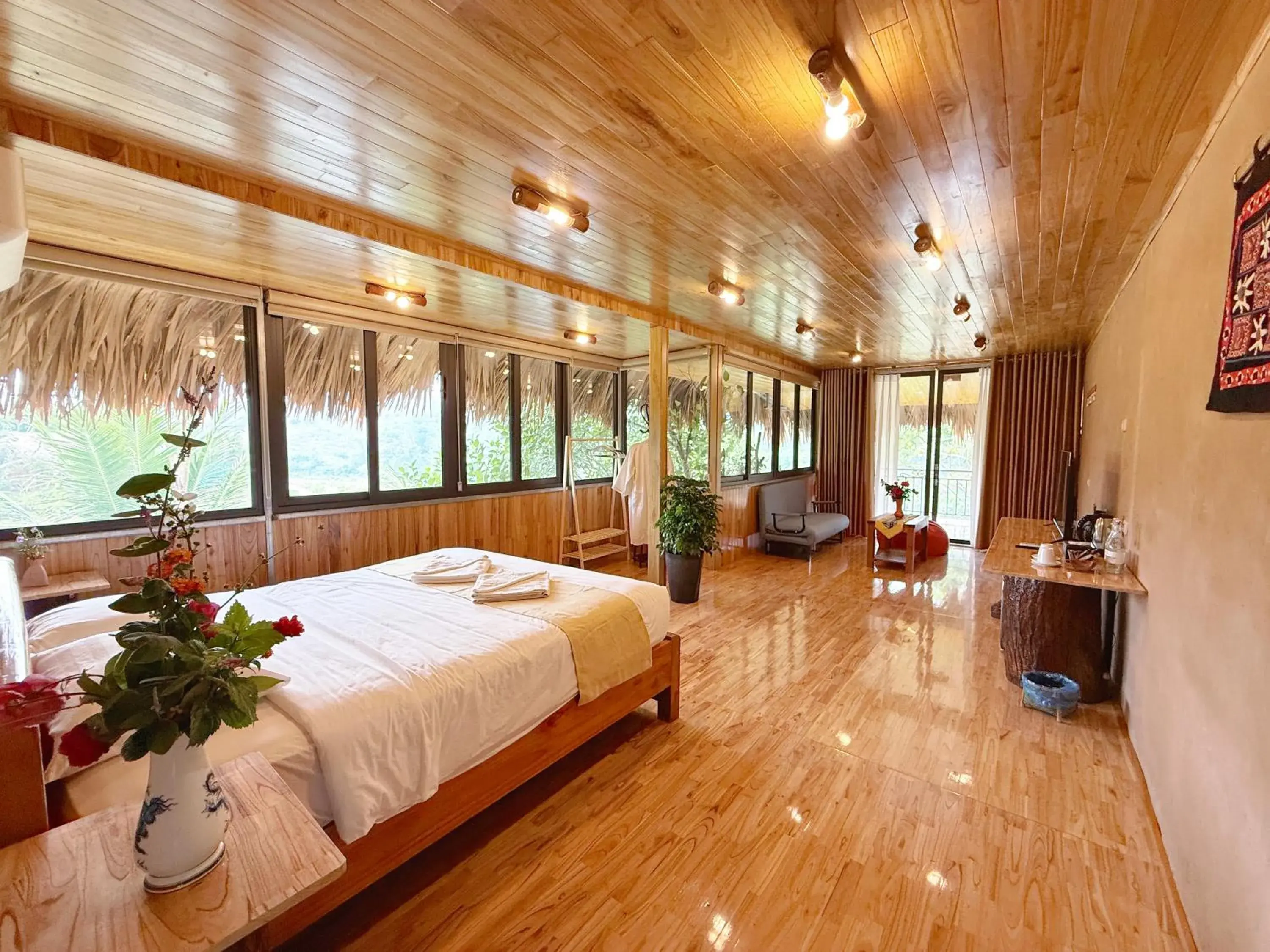 View (from property/room), Bed in Mai Chau Onsen Retreat View (from property/room), Bed in Mai Chau Onsen Retreat