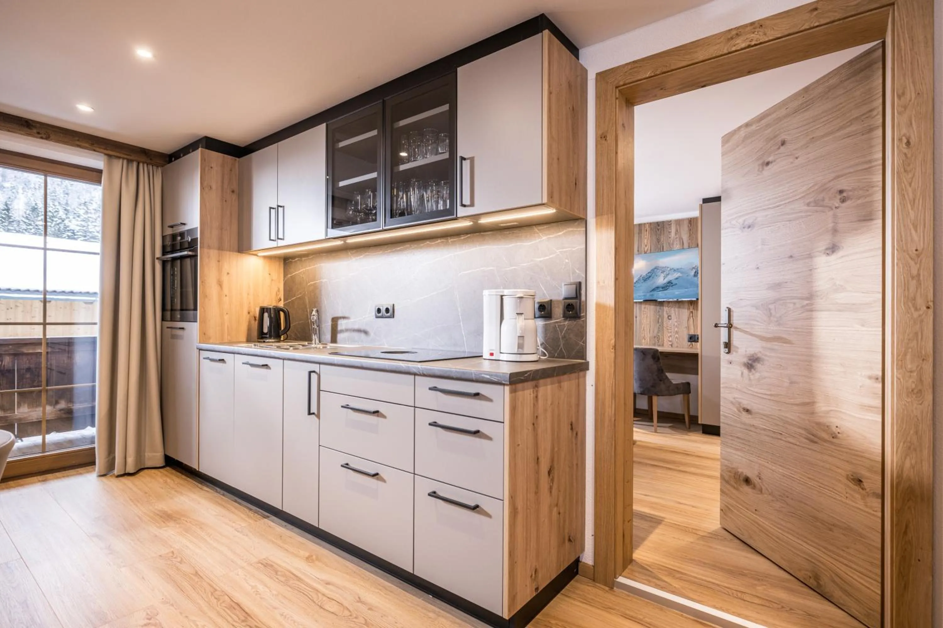 Kitchen or kitchenette in Appartements Schrambacherhof