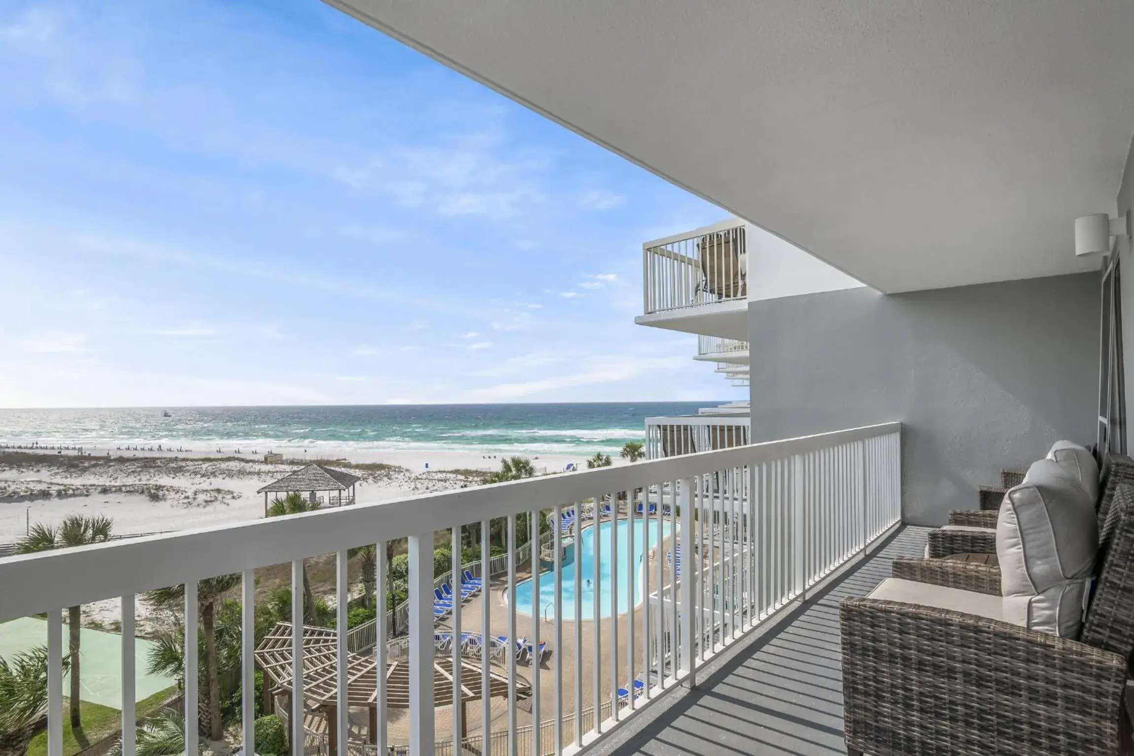 Balcony/Terrace, Pool View in Pelican Beach Resort by ResortQuest