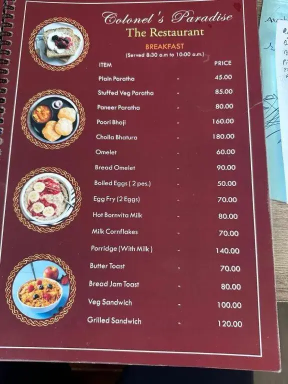 Breakfast in Hotel Colonels Paradise Breakfast in Hotel Colonels Paradise