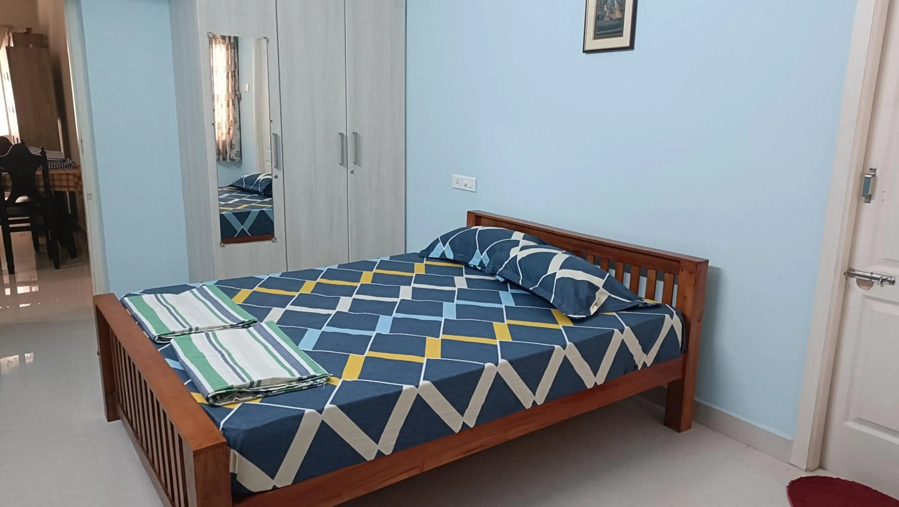 Bedroom, Bed in Shantham Service Apartments, Indumanagar, Coimbatore