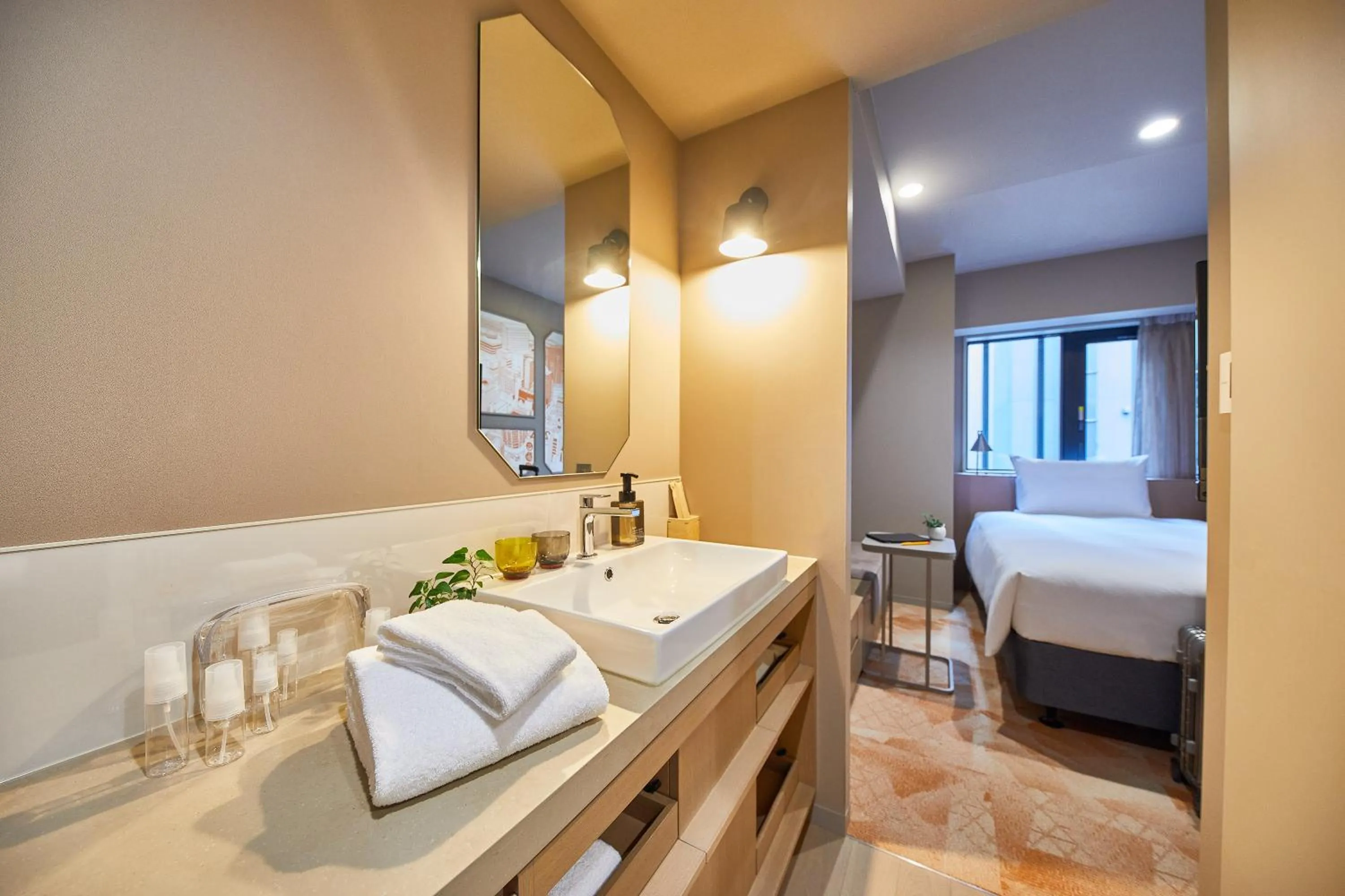 Bathroom, Bed in lyf Ginza Tokyo