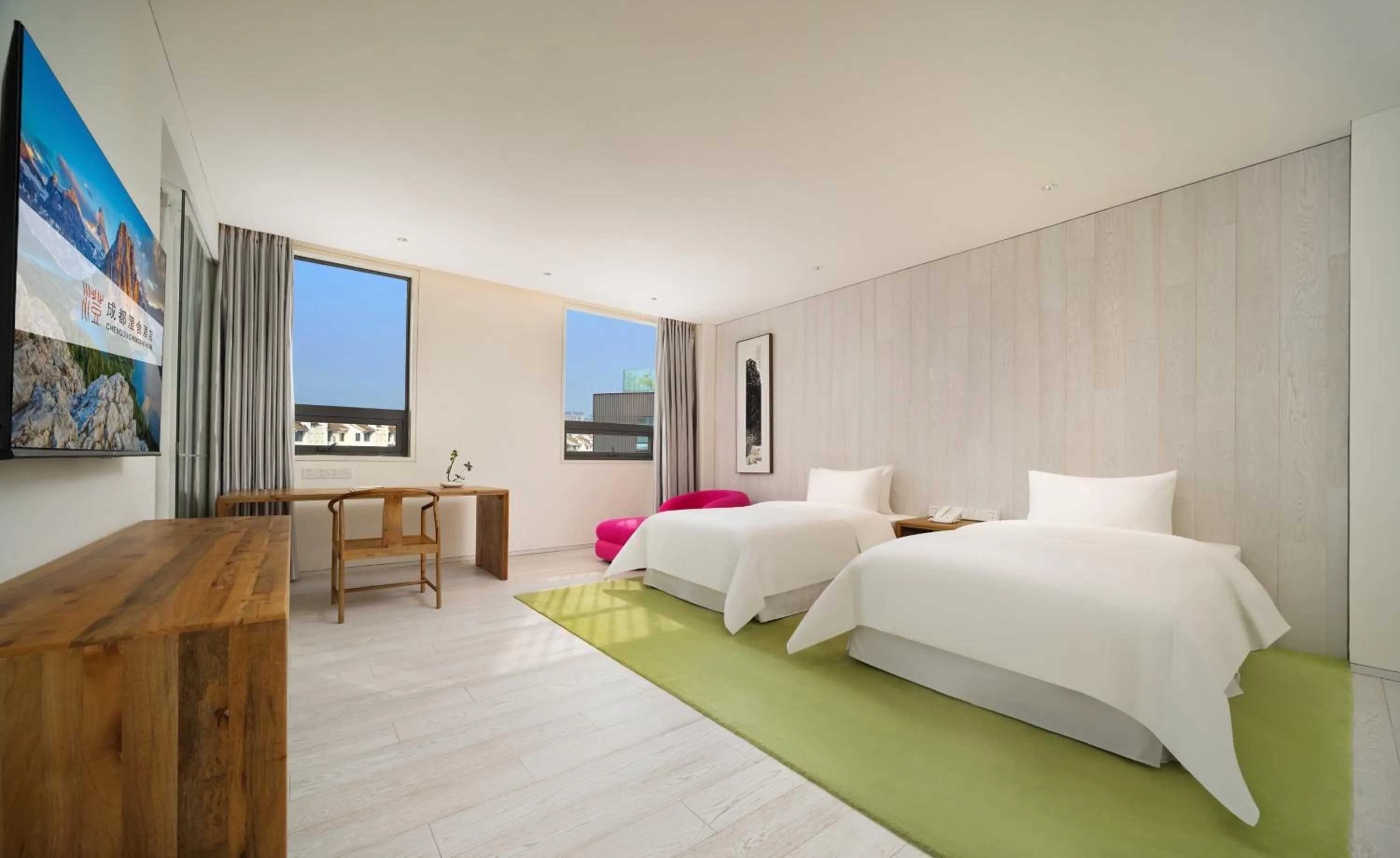 Communal lounge/ TV room in Chengdu Chengshe Hotel - Wenjiang University Town Southwest Caida Branch