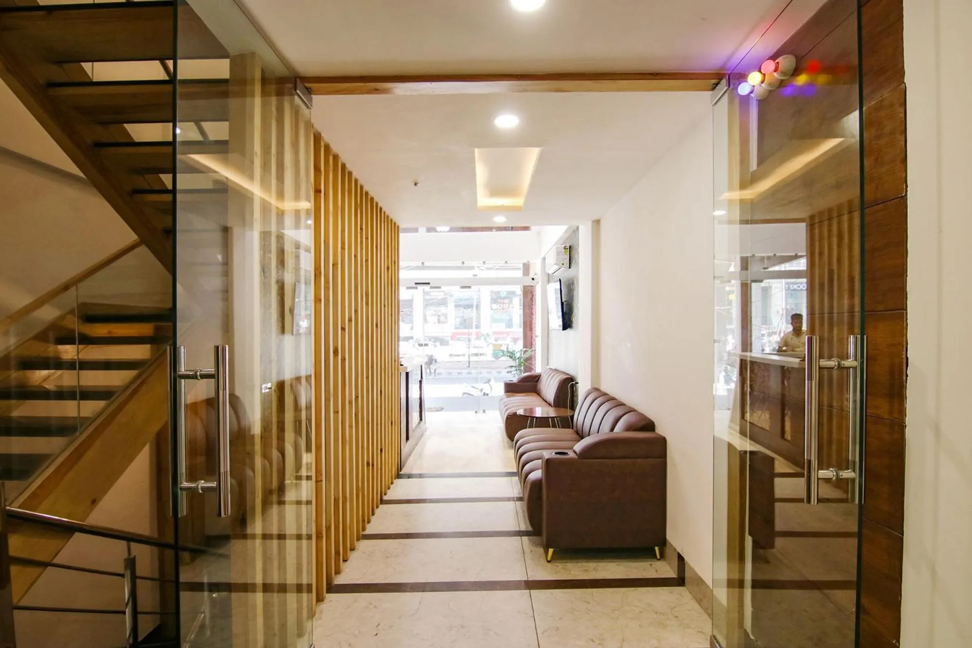 Seating area in FabHotel Prism Grand