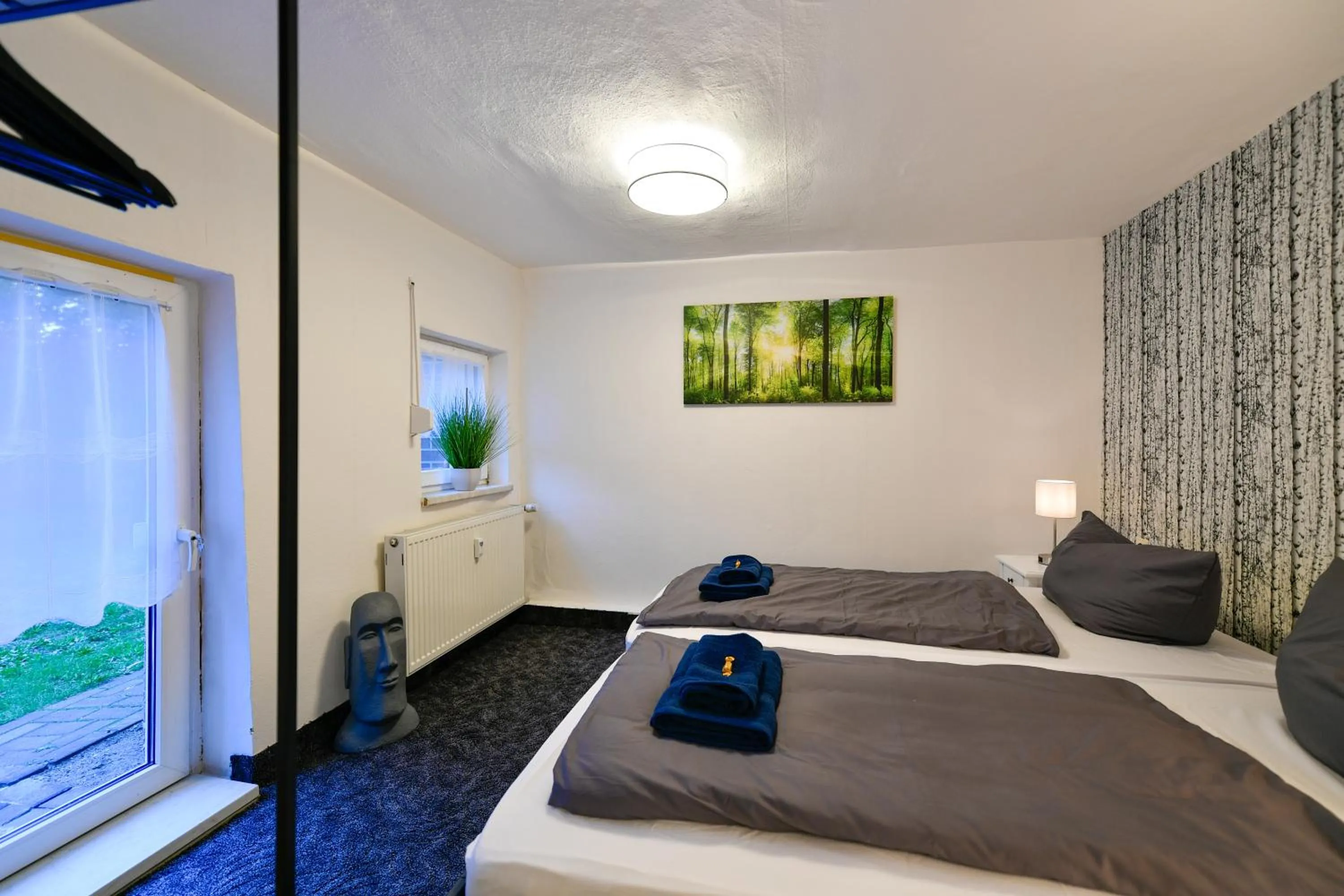 Bed in Großes Spree Apartment, 3 Schlafzimmer bis 10 Personen, 4x KfZ Parkplatz, Terrasse, Waschtrockner, Wlan, Netflix