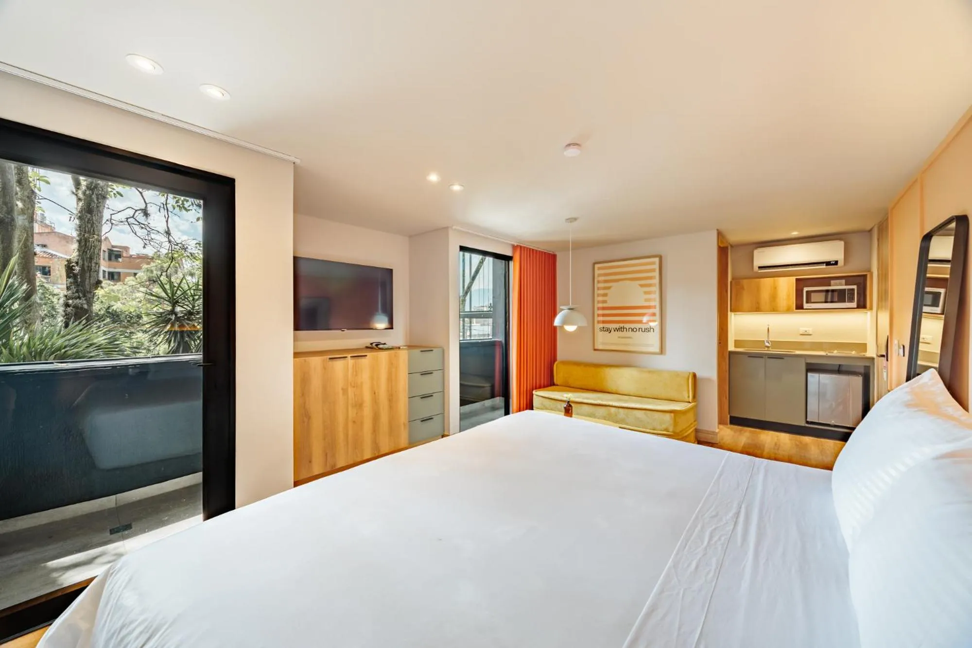 View (from property/room), Bed in The Somos Central Hotel Poblado