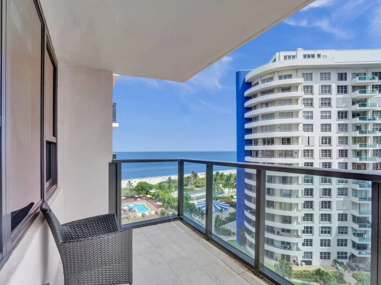Balcony/Terrace in Amazing Ocean View Condo Beach Service 1111