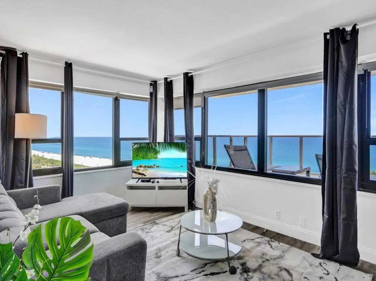 Living room in Full ocean view Huge private terrace 1002