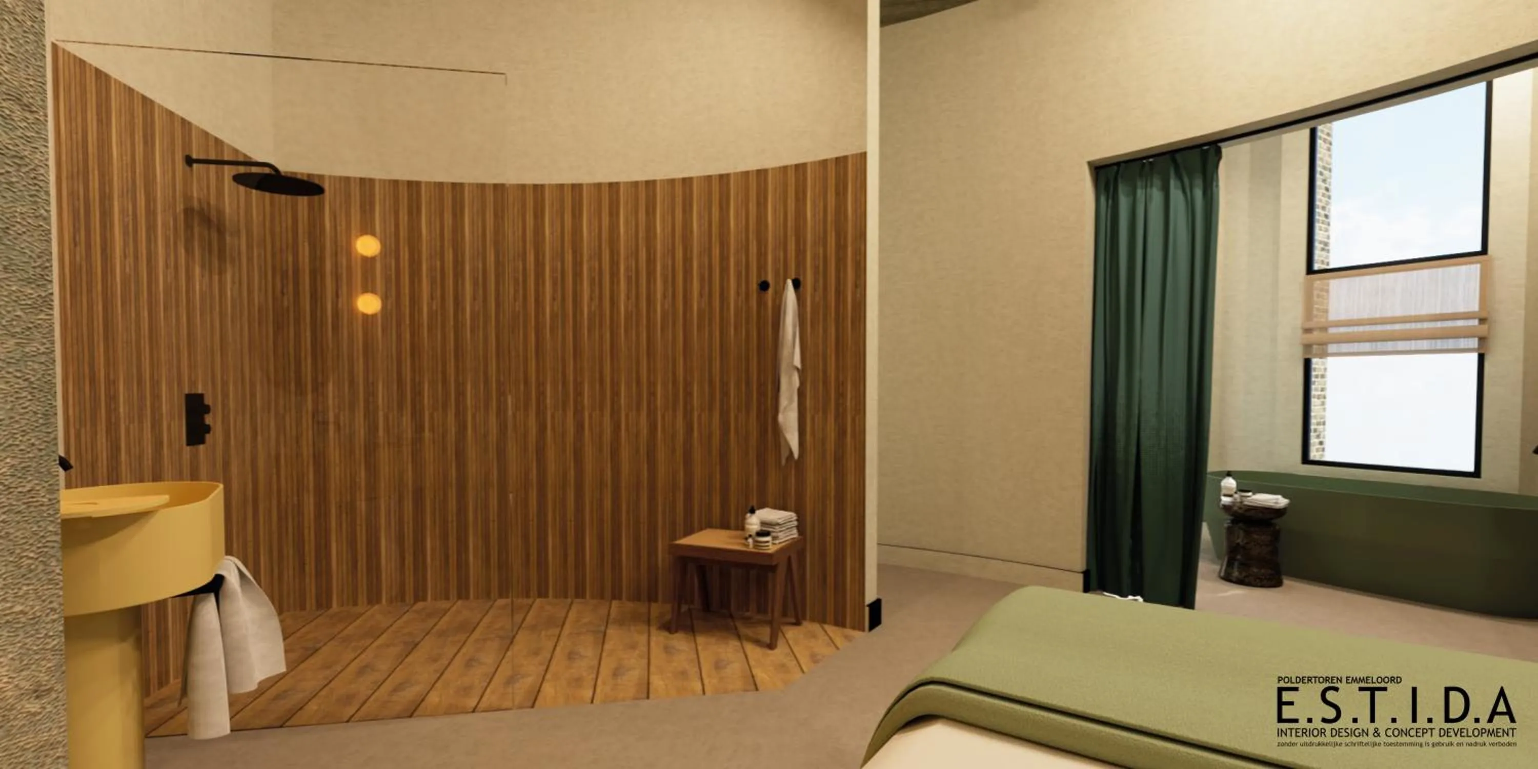 Shower, Bed in Hotel Restaurant Grandcafé 't Voorhuys