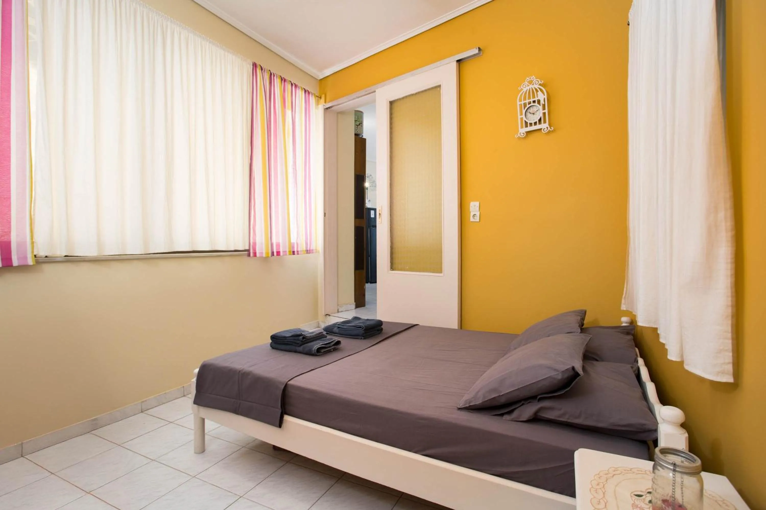 Bed in Kalamata's Handmade Apartment
