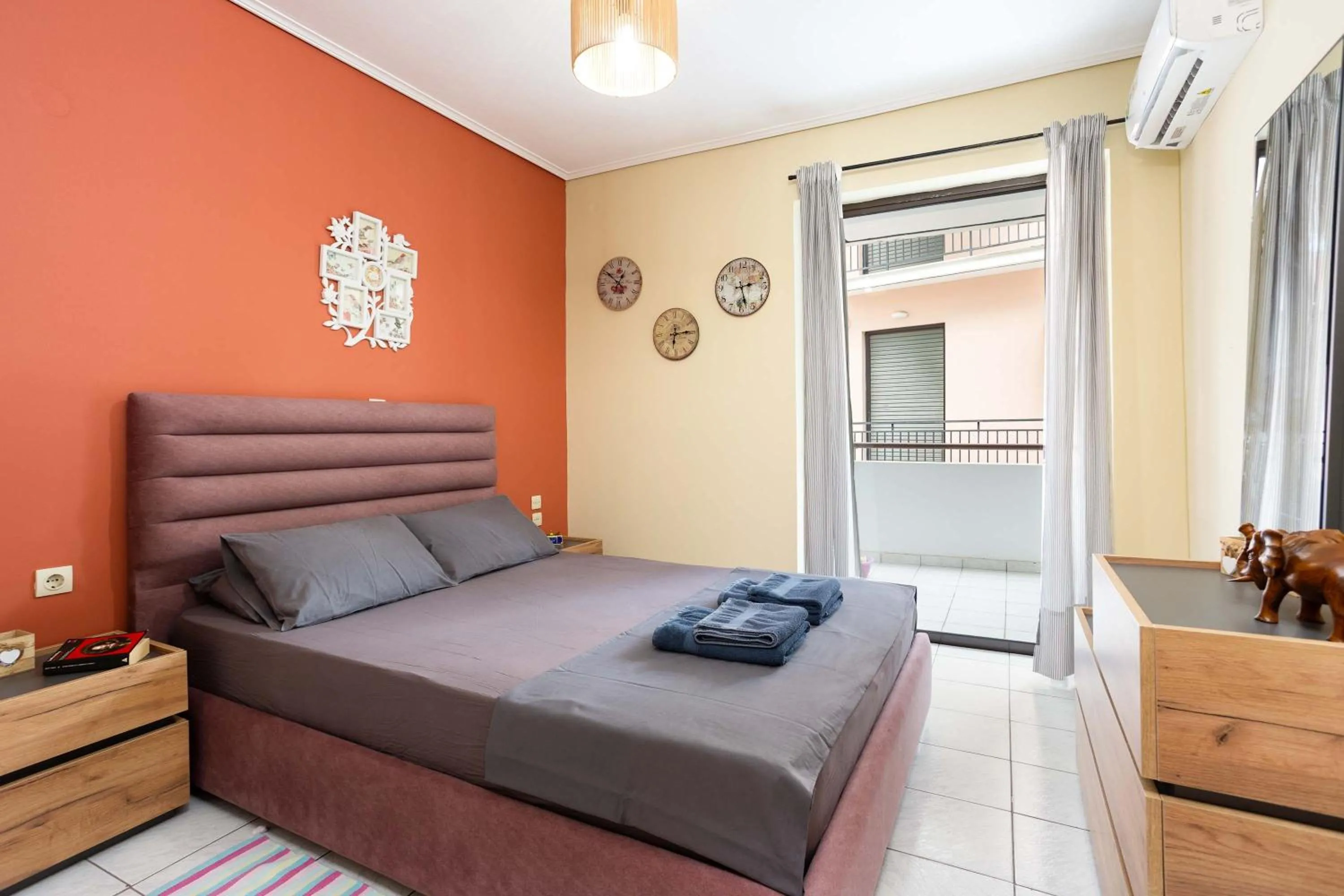 Bed in Kalamata's Handmade Apartment