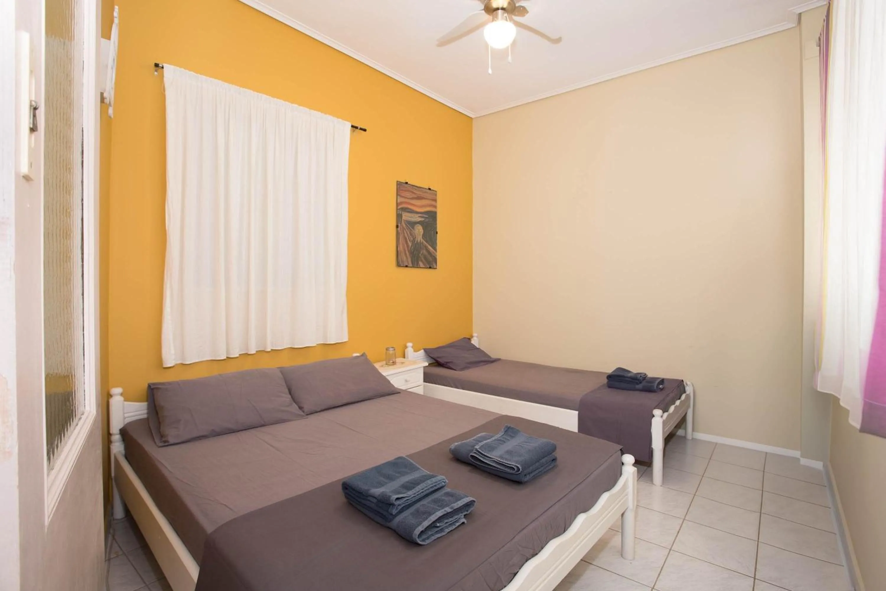 Bed in Kalamata's Handmade Apartment