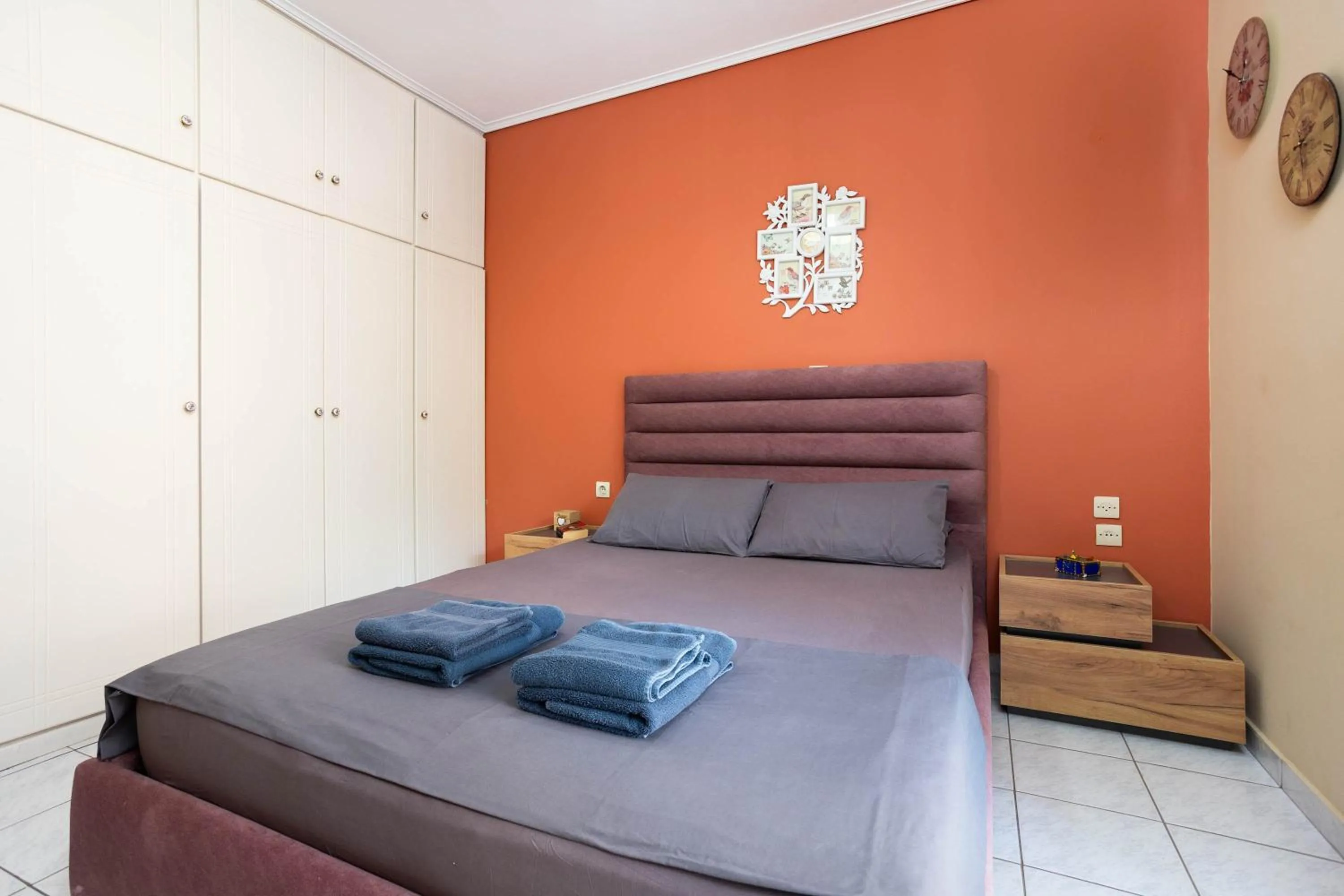Bed in Kalamata's Handmade Apartment