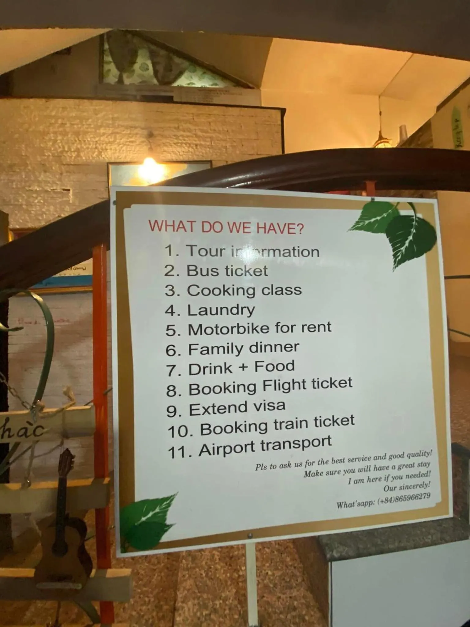 Text overlay in Mr.Happy Homestay