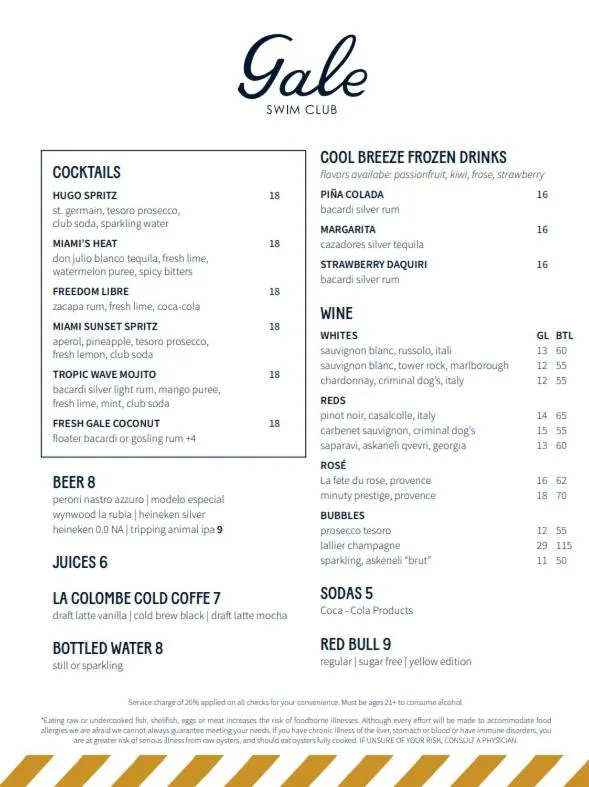 Restaurant/places to eat in Gale Miami Hotel & Residences