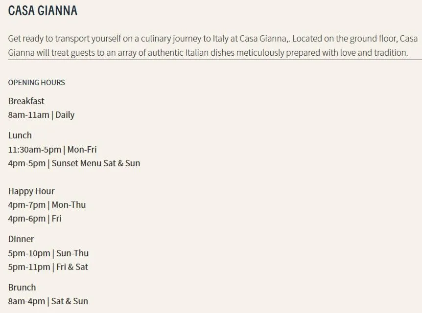 Restaurant/places to eat in Gale Miami Hotel & Residences