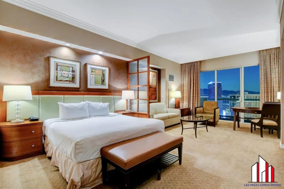 Bed in MGM Signature-36-705 F1 Track & Strip View Balcony