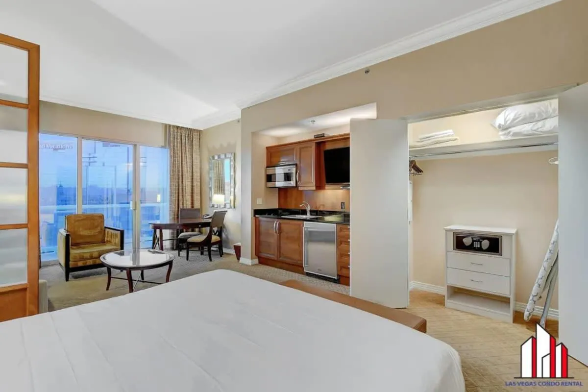 Bed in MGM Signature-36-705 F1 Track & Strip View Balcony