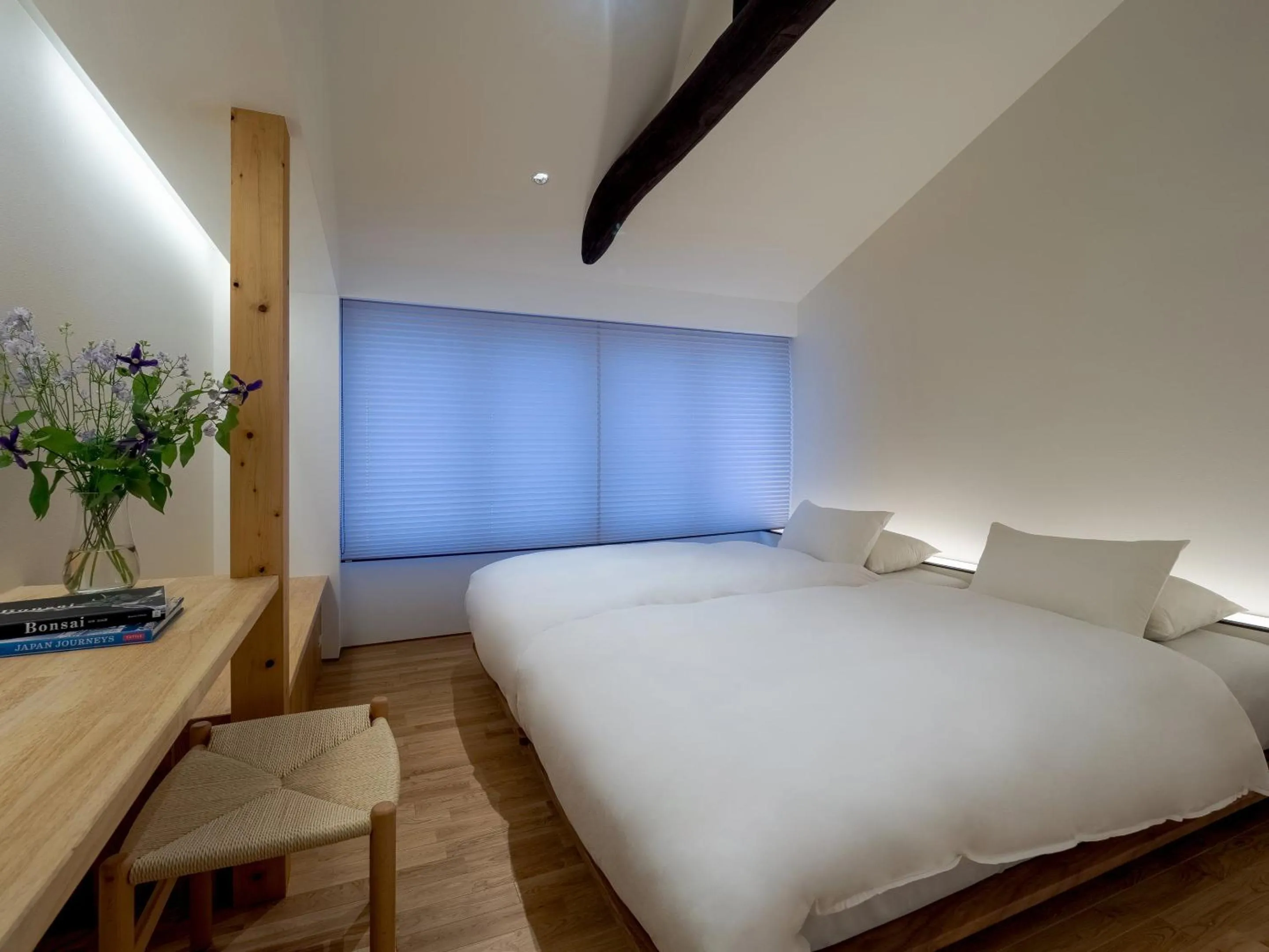 Bedroom, Bed in Mizunoha Machiya House