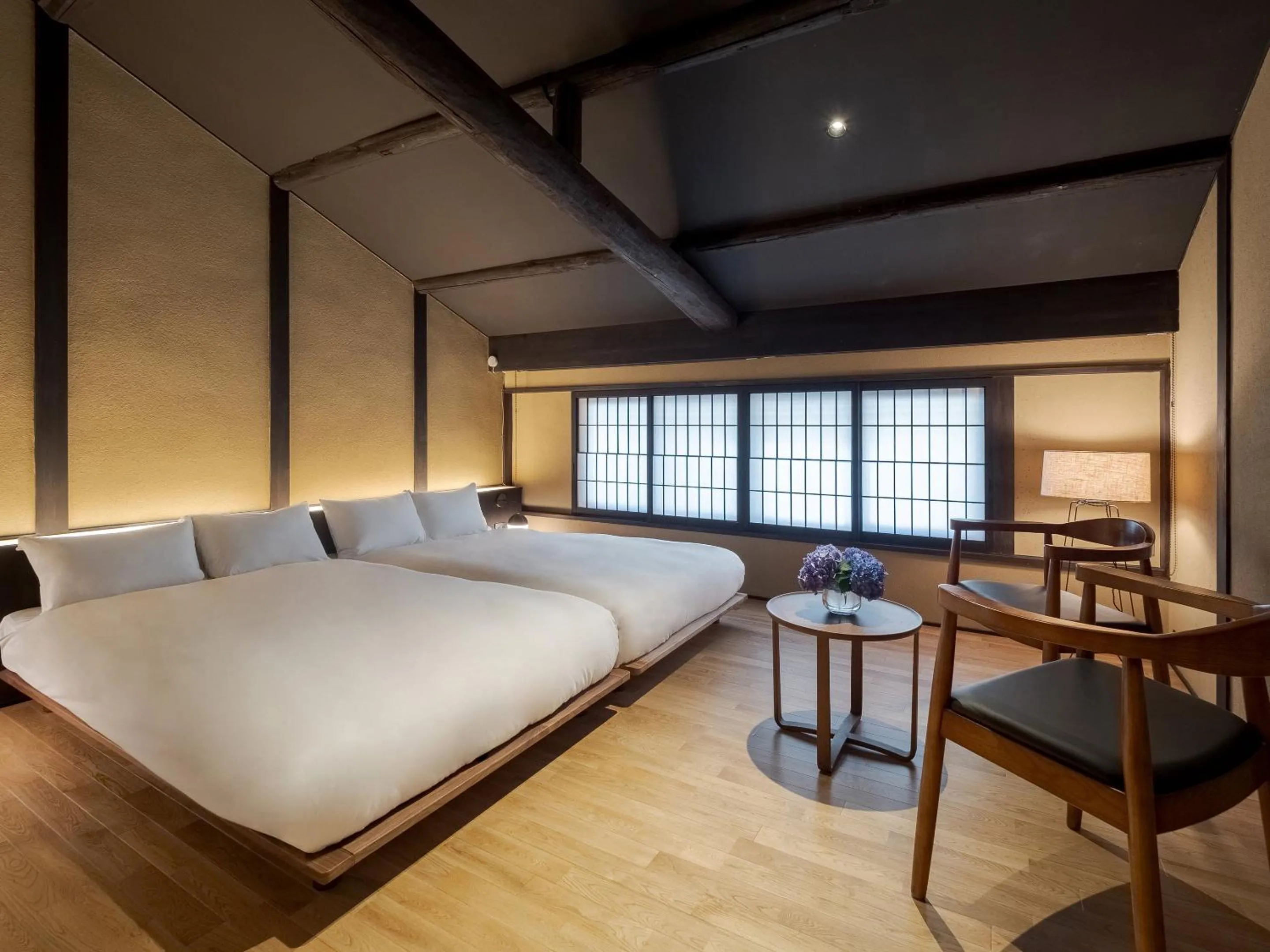 Bedroom, Bed in Mizunoha Machiya House