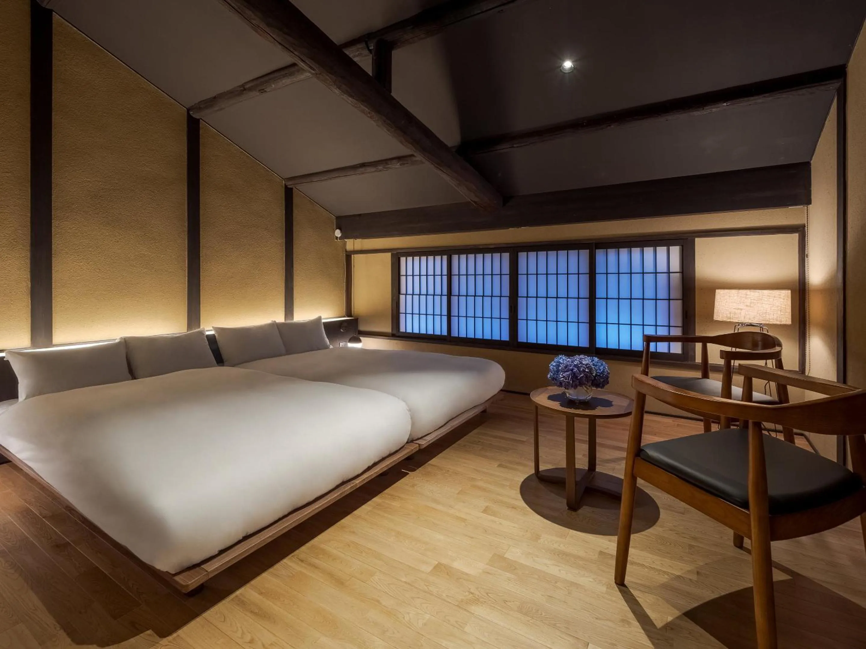 Bedroom, Bed in Mizunoha Machiya House