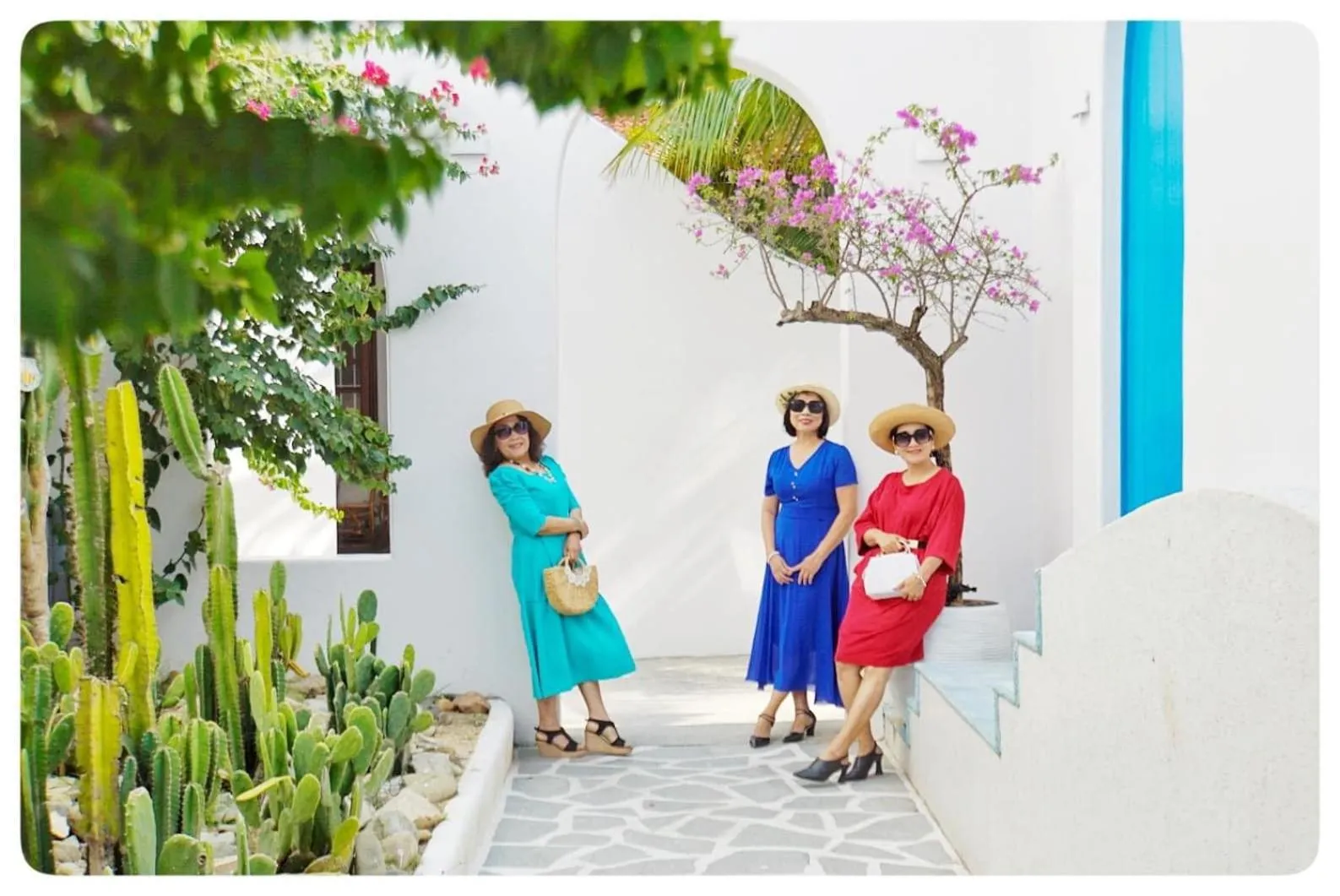 group of guests in Santorini Villa Cam Ranh