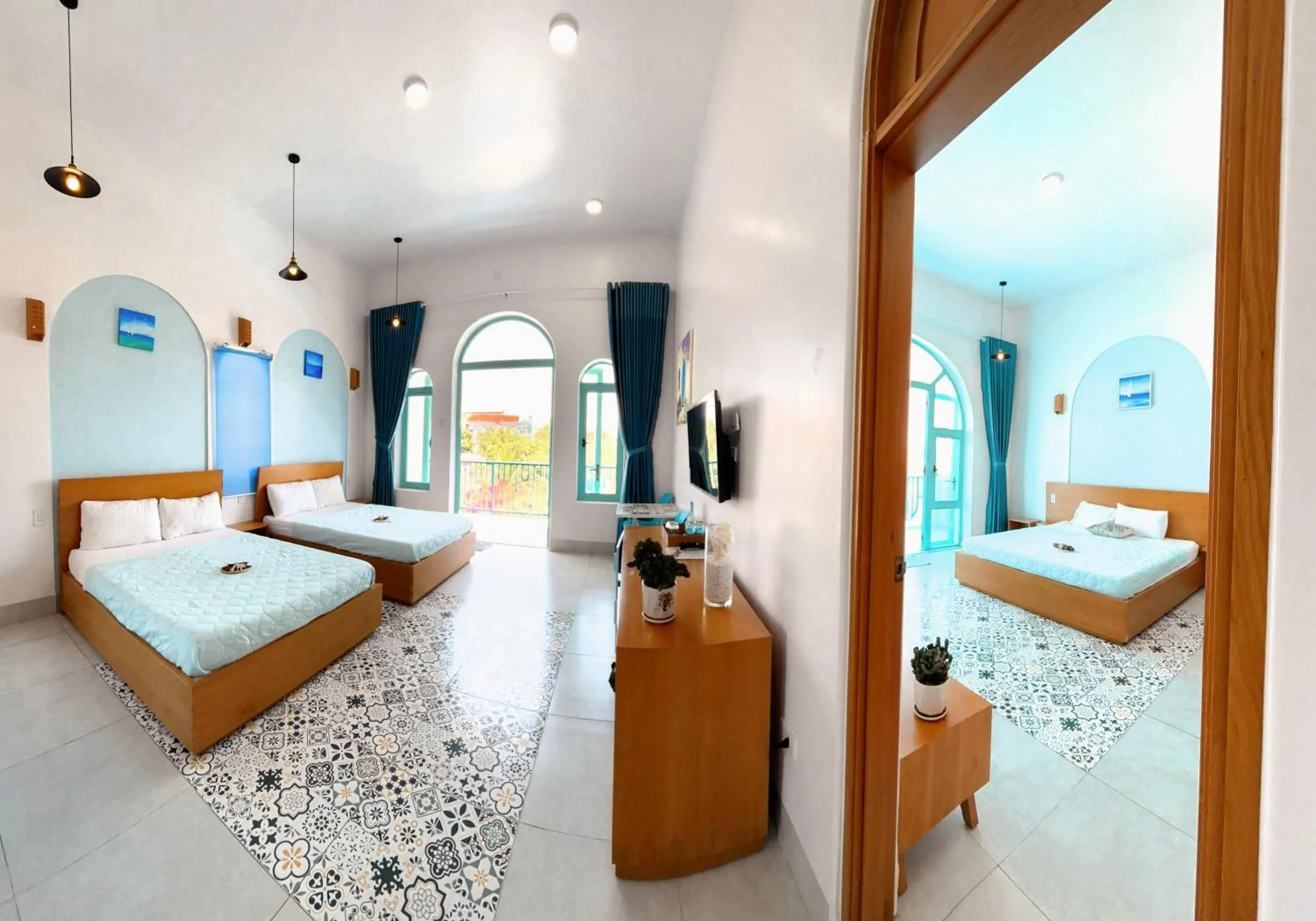 Bedroom, Bed in Santorini Villa Cam Ranh