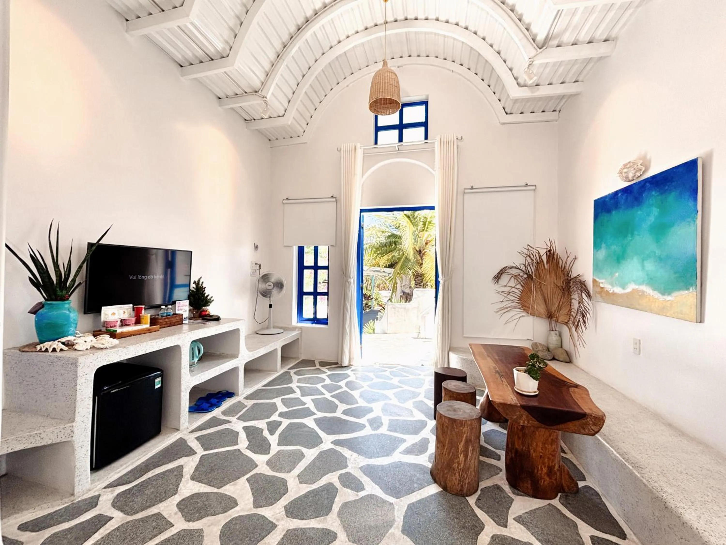 Living room in Santorini Villa Cam Ranh