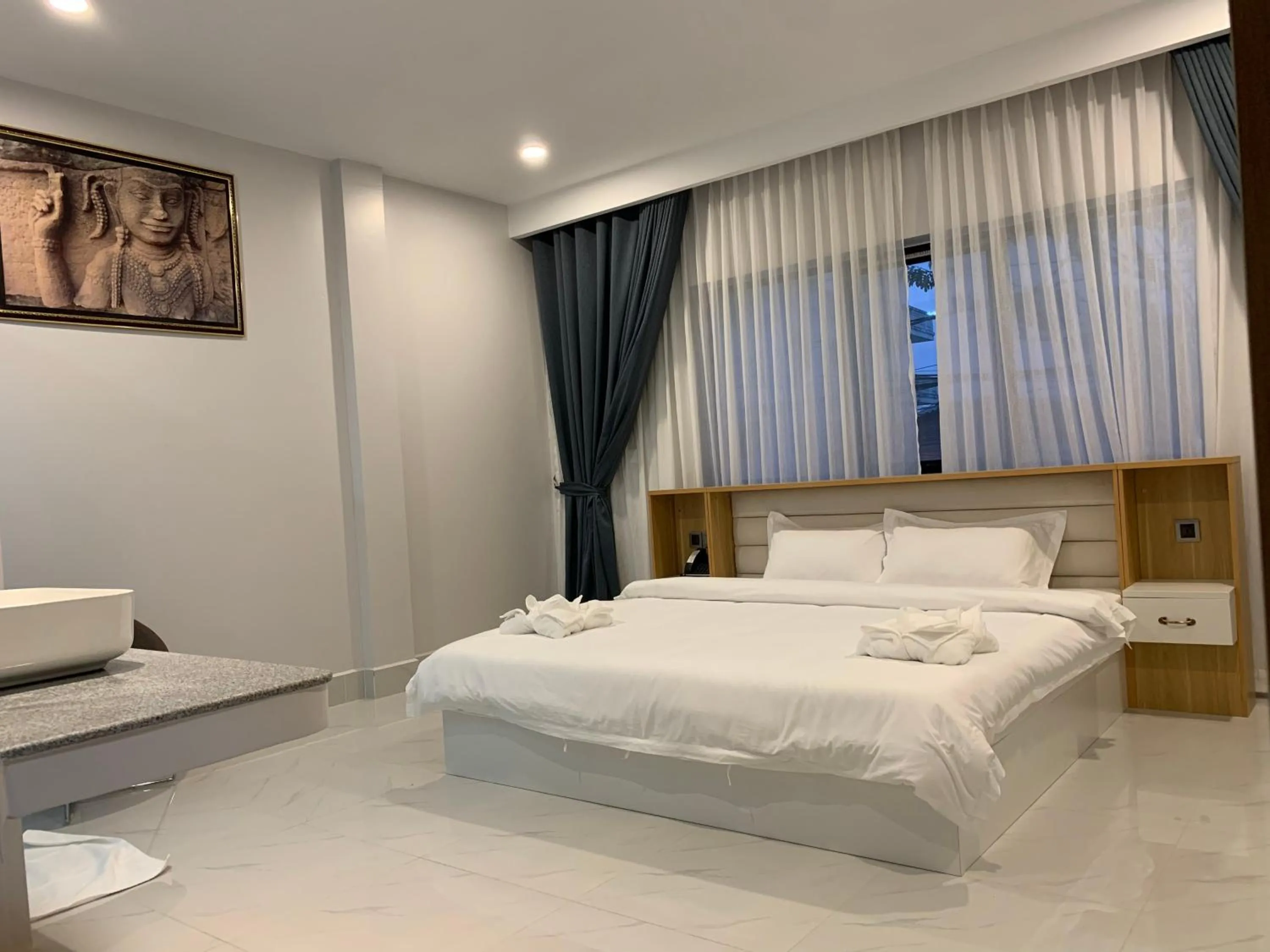 Bed in Nico’s Hotel and SkyBar