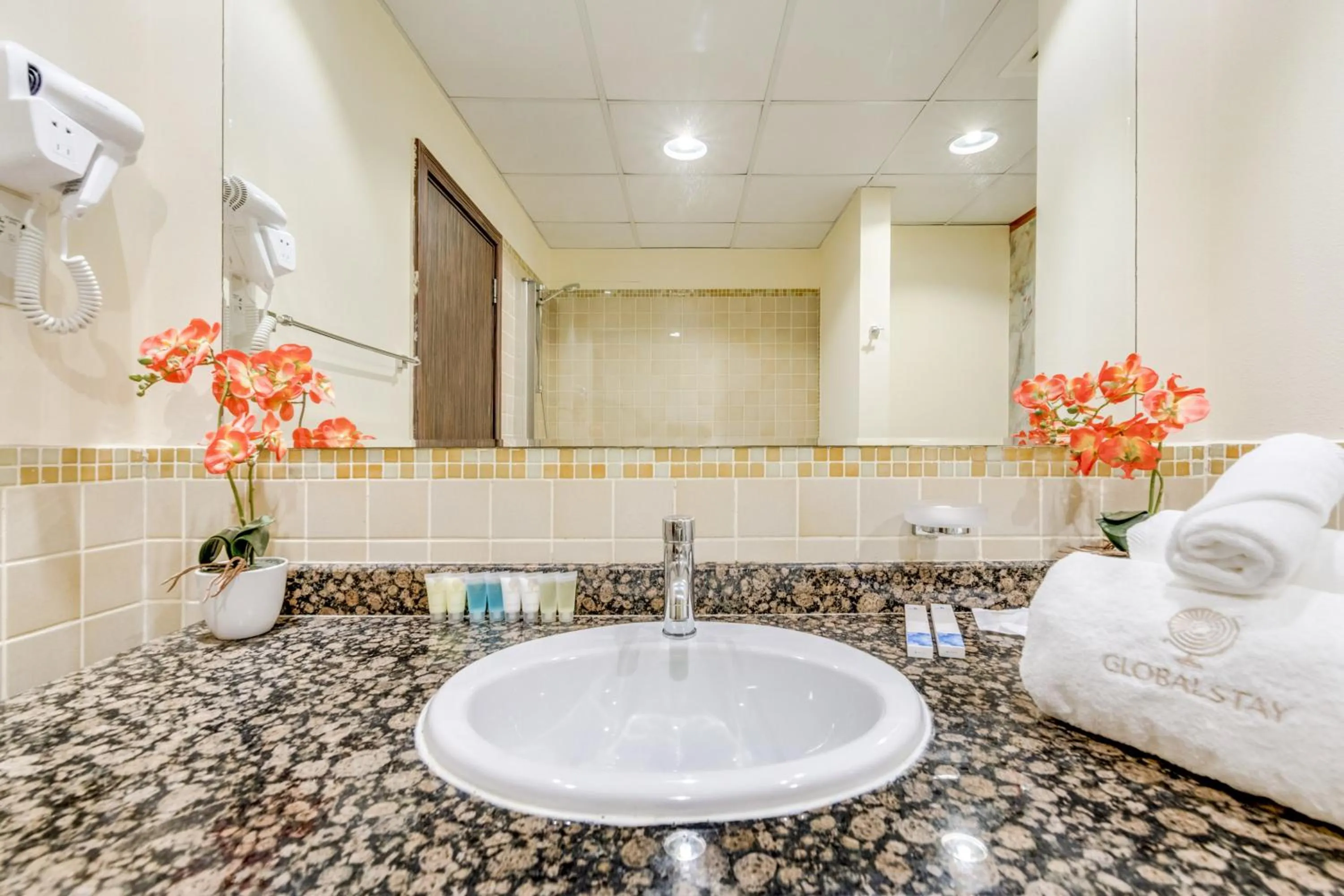 Bathroom in GLOBALSTAY. Modern Apartments steps to JBR Beach