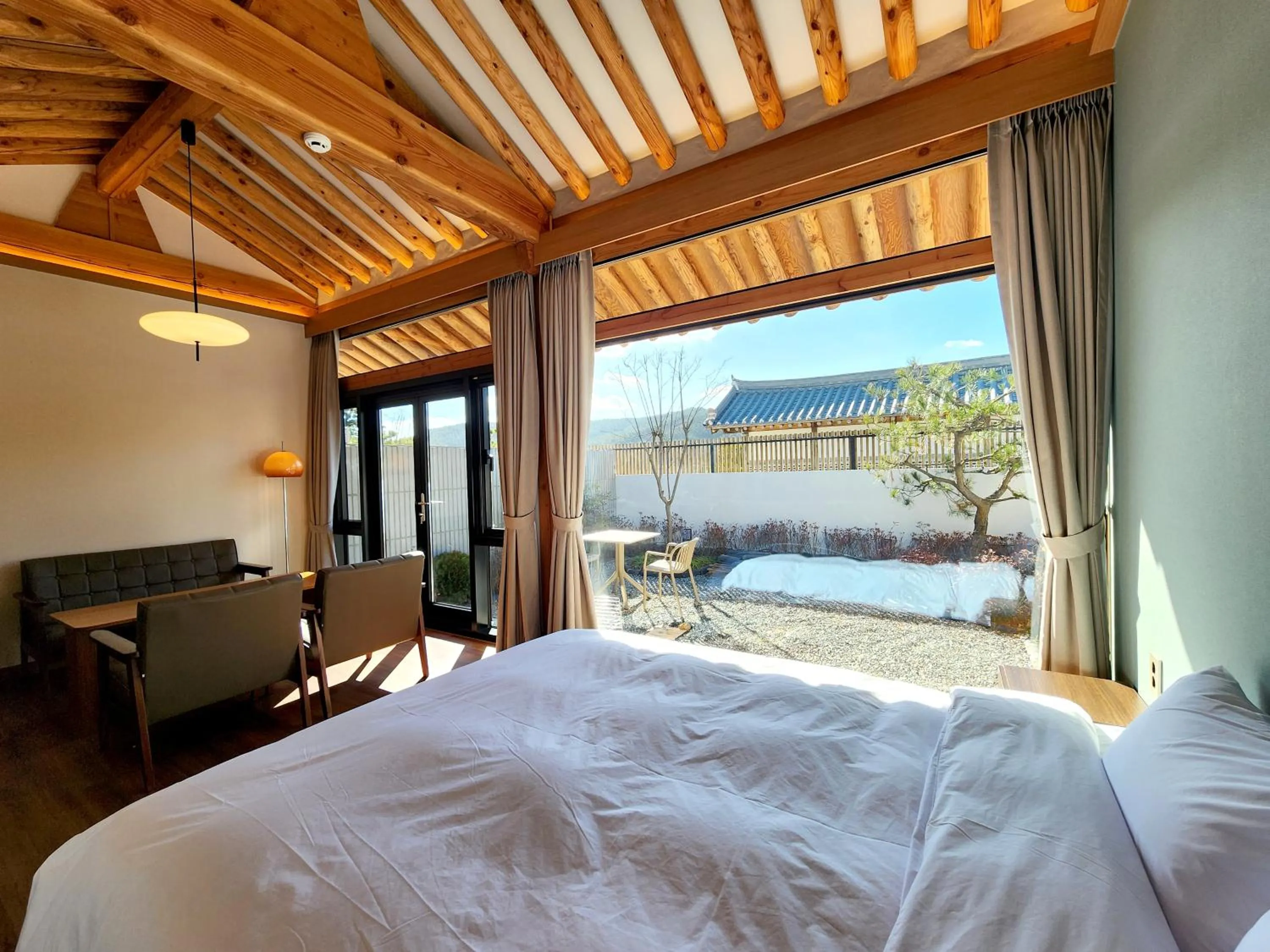 Bed in Hotelarrive Taean Tiann HanokBeachResort