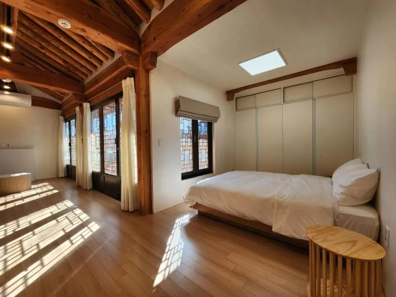 Bed in Hotelarrive Taean Tiann HanokBeachResort