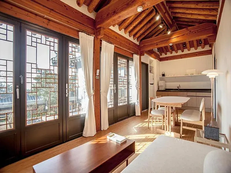 Bed in Hotelarrive Taean Tiann HanokBeachResort Bed in Hotelarrive Taean Tiann HanokBeachResort