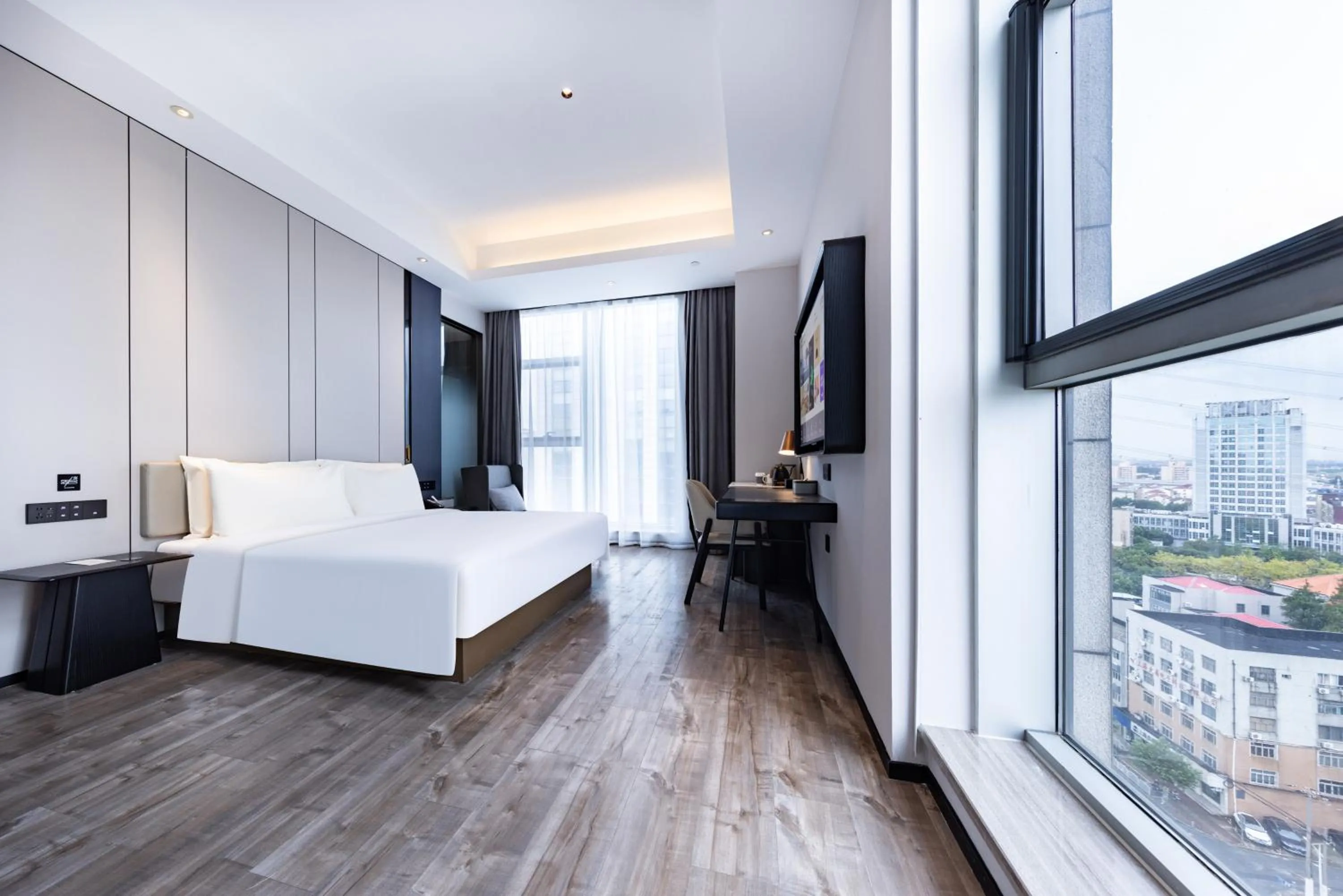 Bed in Atour X Hotel Shanghai Shuguang Wusong Cruise Terminal