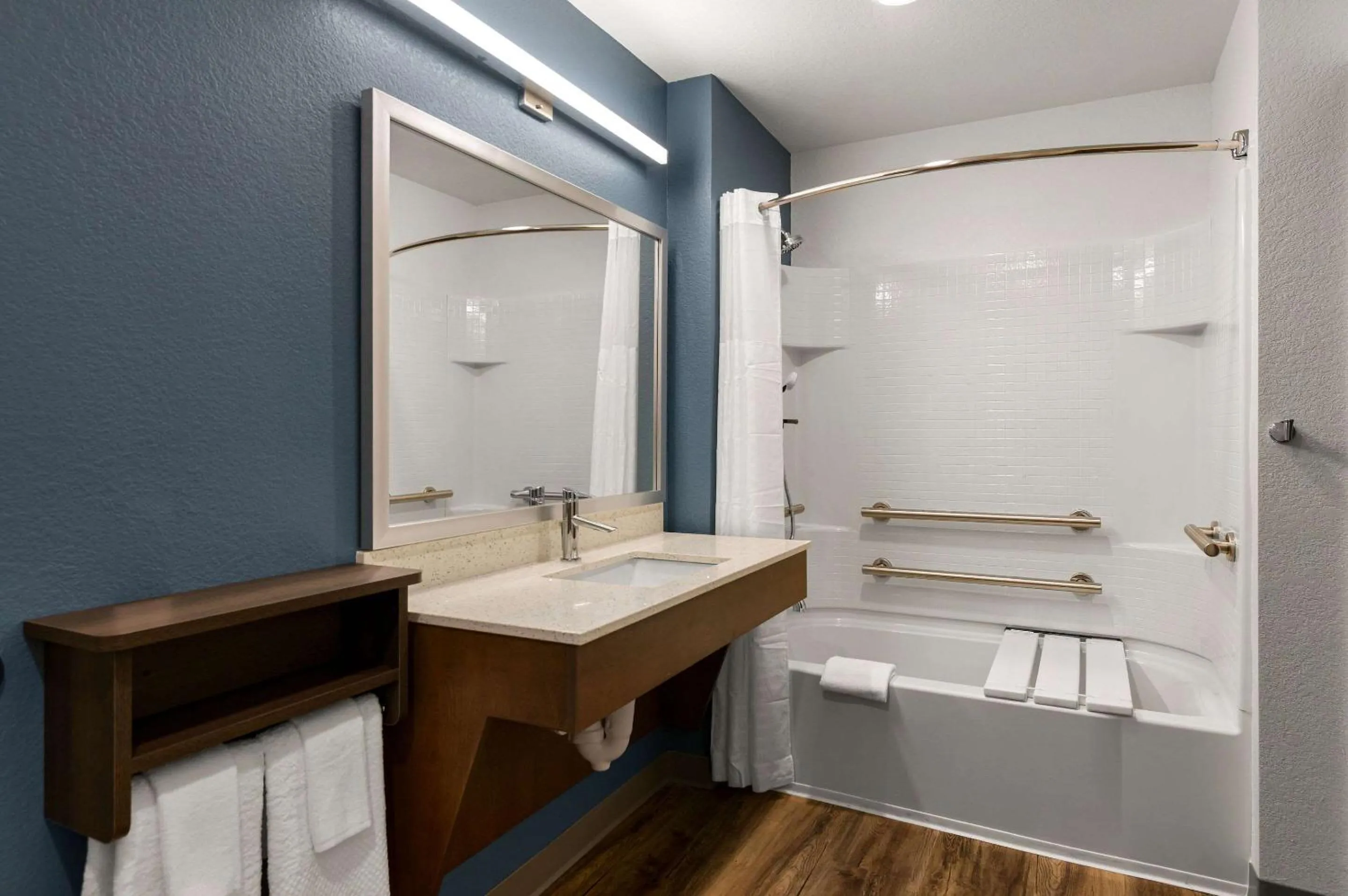 Bathroom in WoodSpring Suites Yorktown Newport News