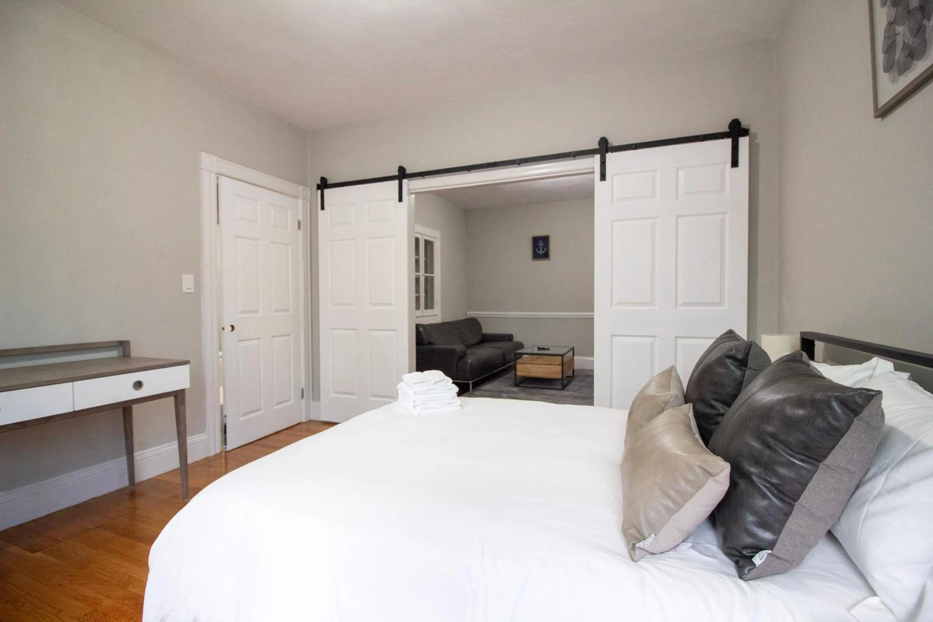Bedroom, Bed in 2 bedroom condo close to Boston and Cambridge with free parkings
