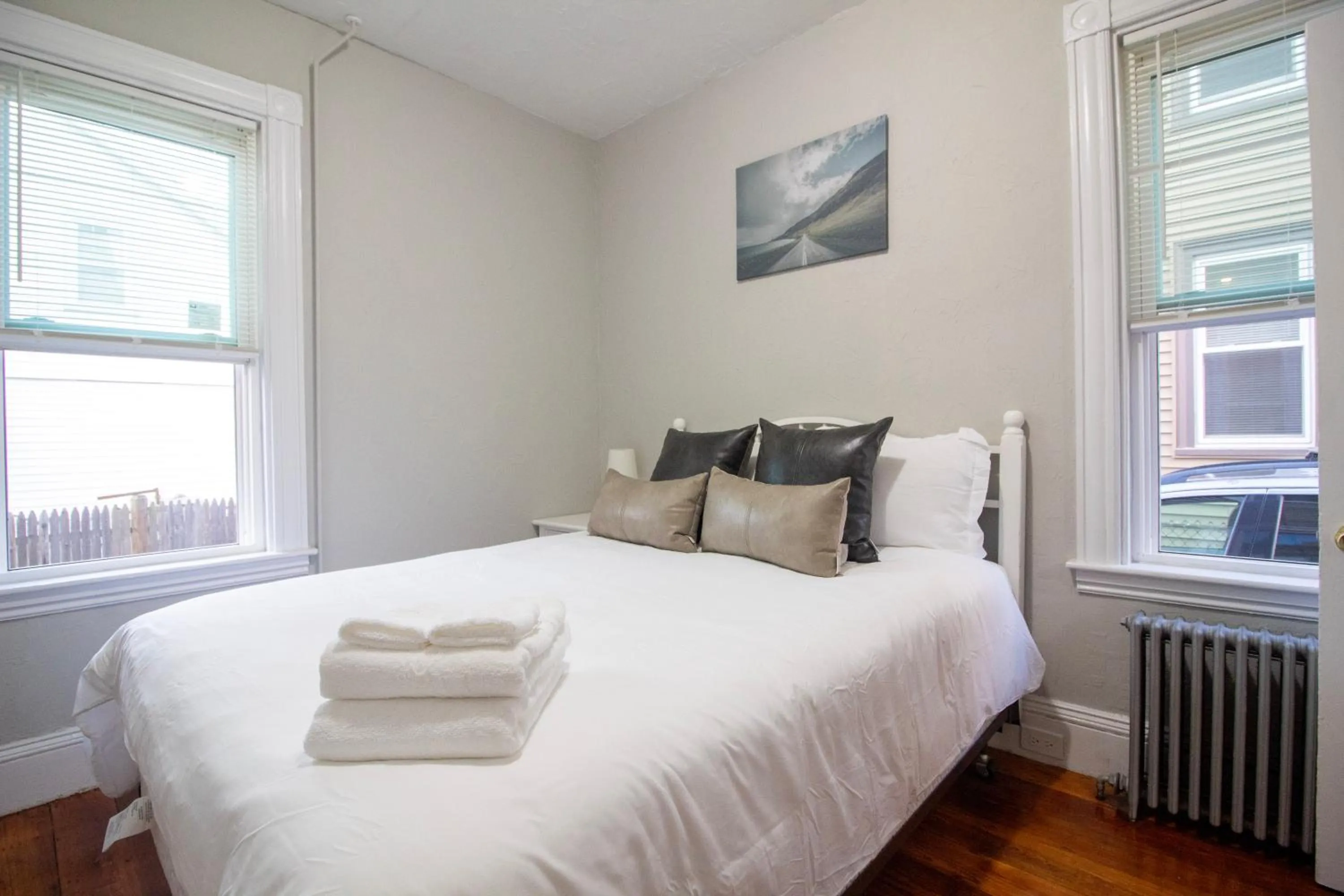 Bedroom, Bed in 2 bedroom condo close to Boston and Cambridge with free parkings