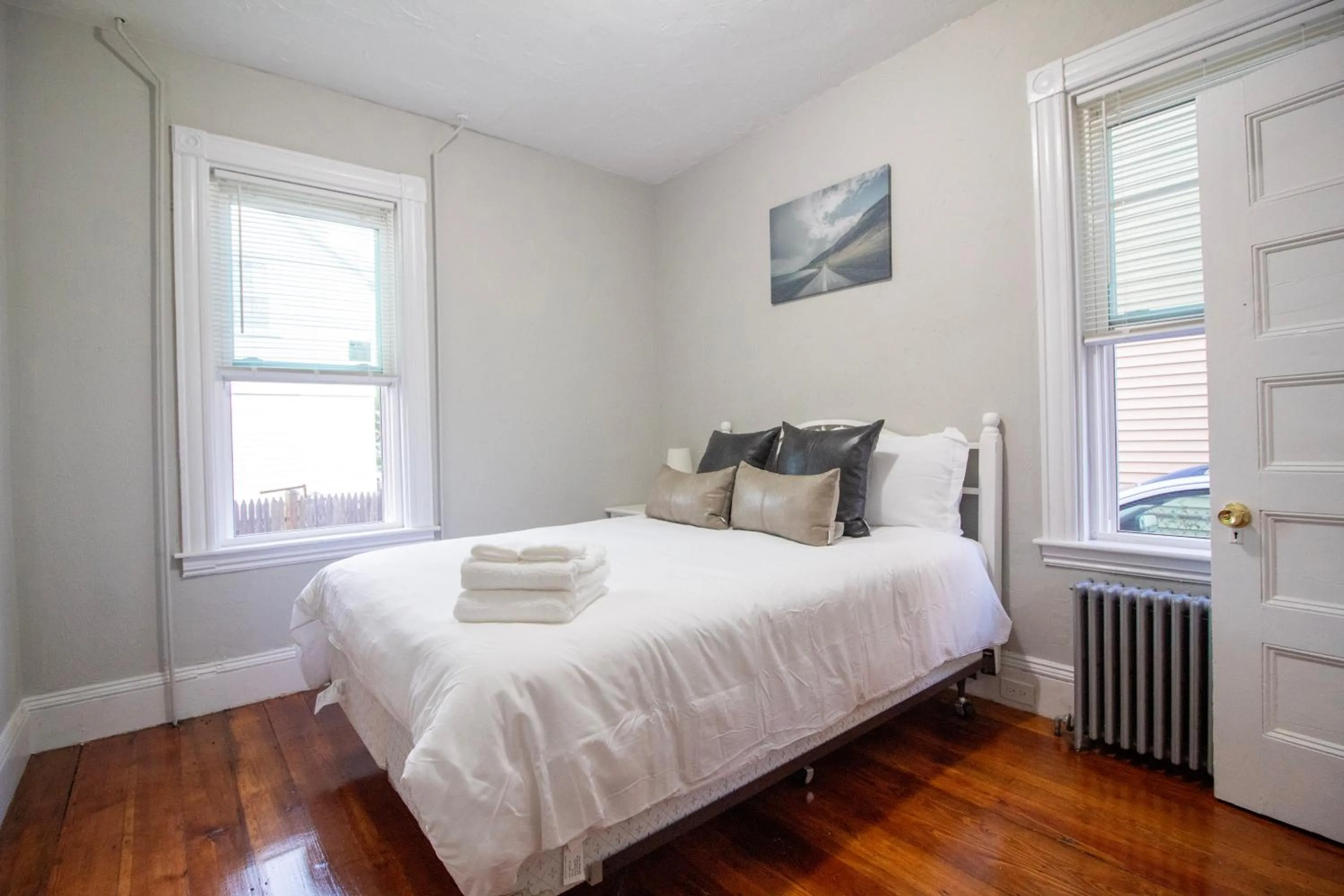 Bedroom, Bed in 2 bedroom condo close to Boston and Cambridge with free parkings
