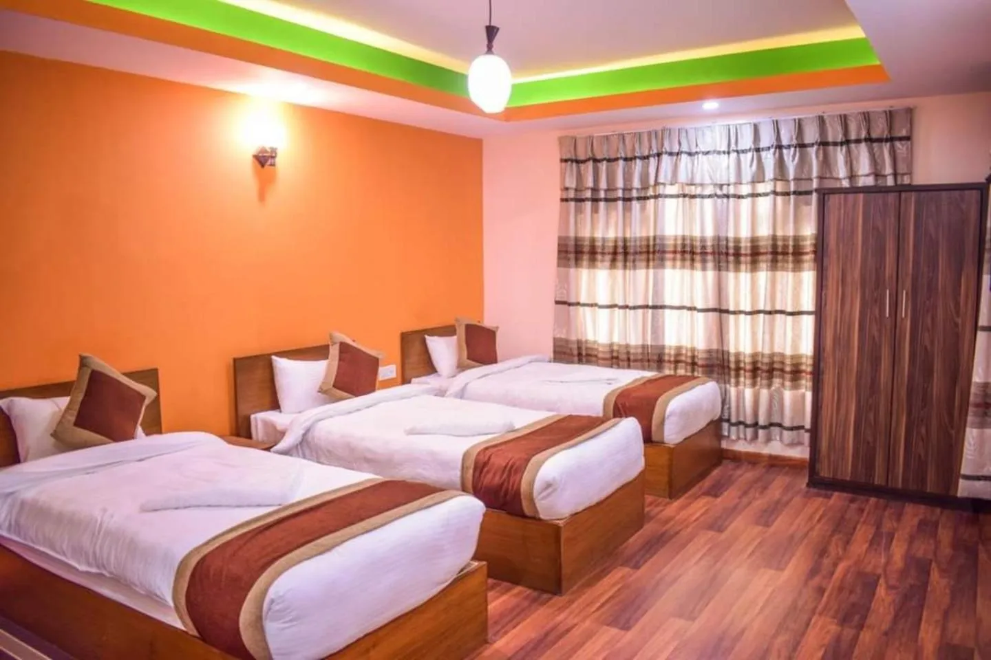Photo of the whole room, Bed in Kathmandu Peace Hotel